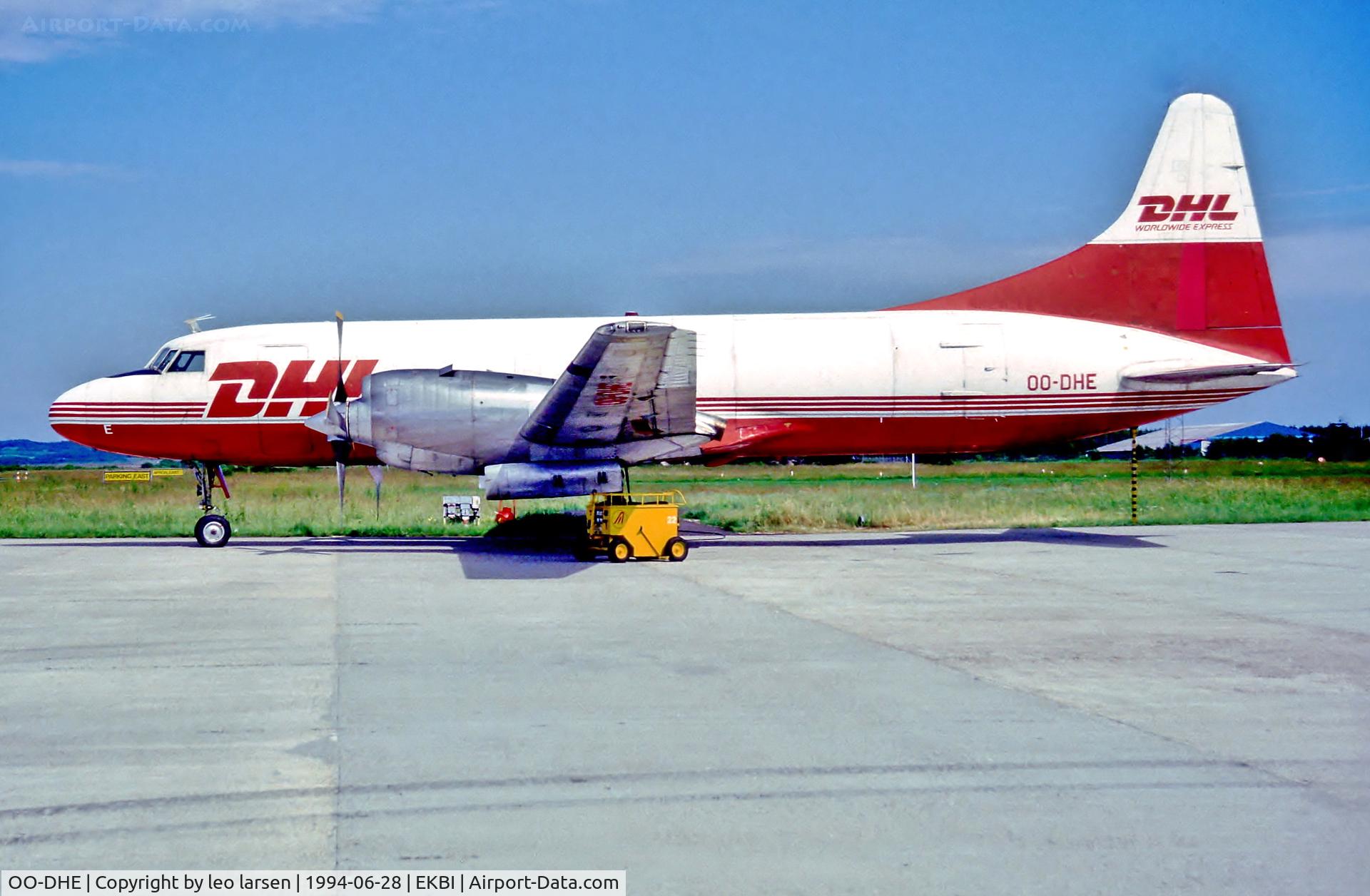 OO-DHE, 1953 Convair 580(F) C/N 052/080, Billund 28.6.94