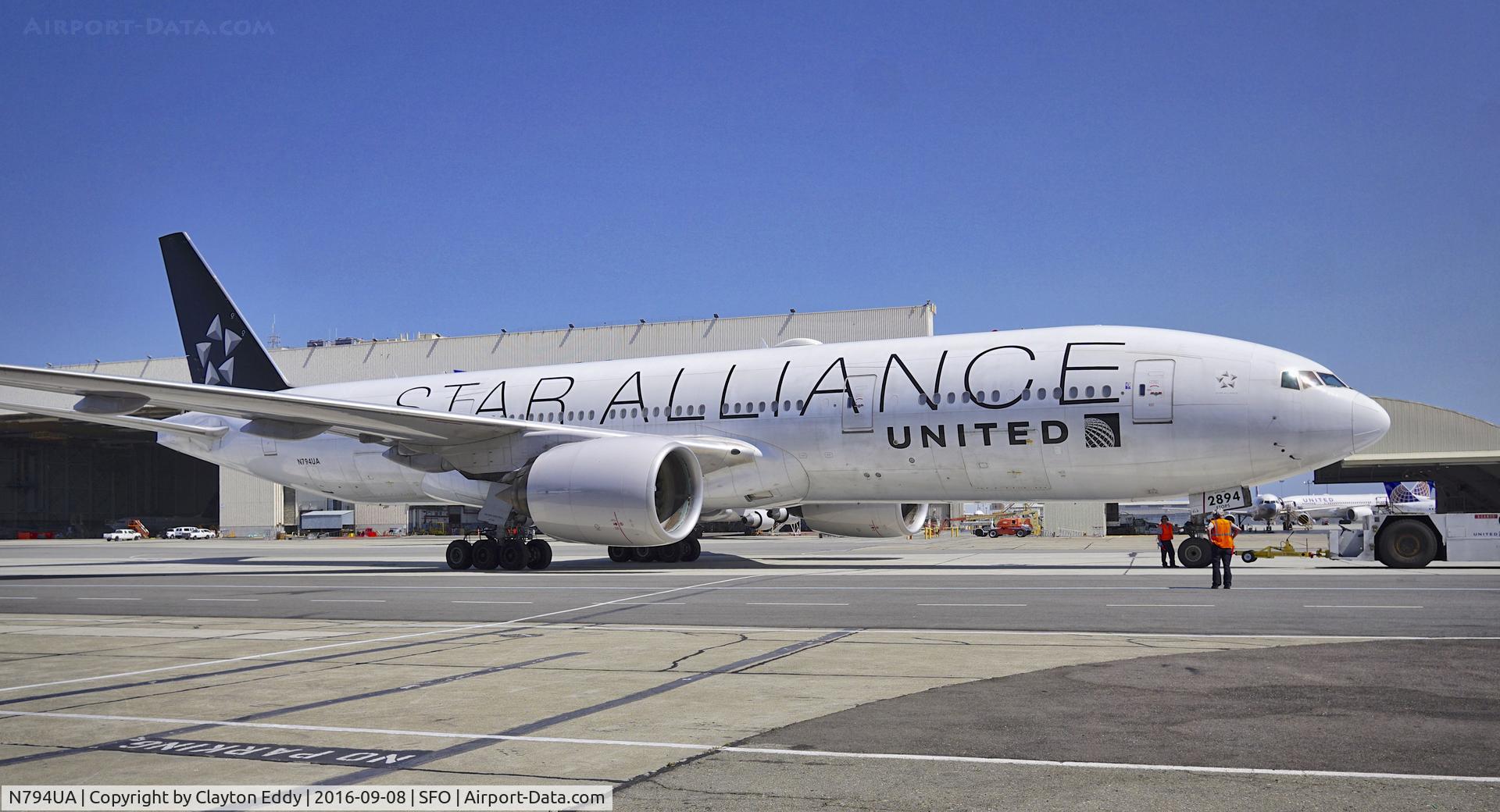 N794UA, 1997 Boeing 777-222 C/N 26953, SFO 2016.