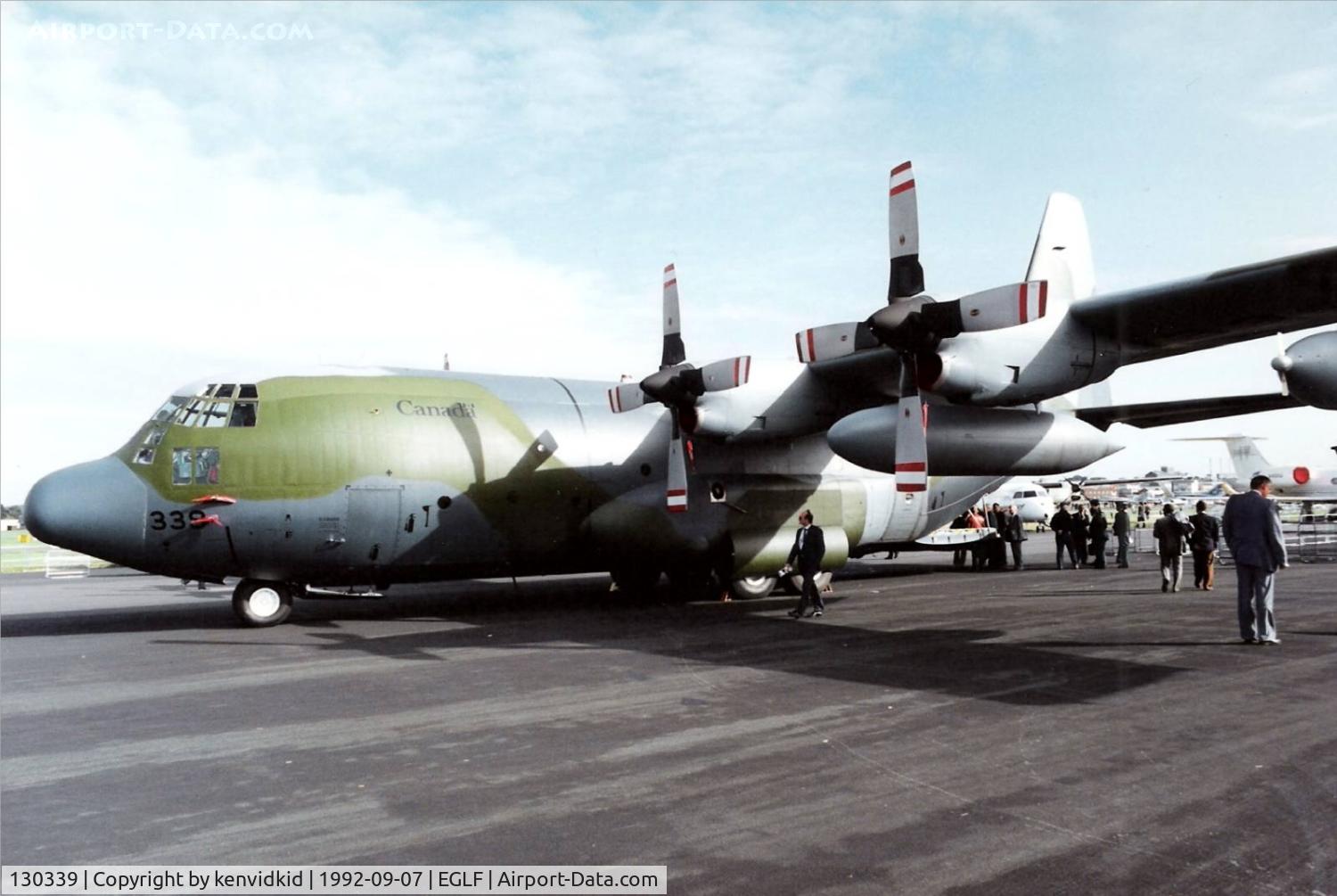 130339, Lockheed CC-130H Hercules C/N 382-5177, On static display at the 1992 Farnborough International Air Show, scanned from slide.