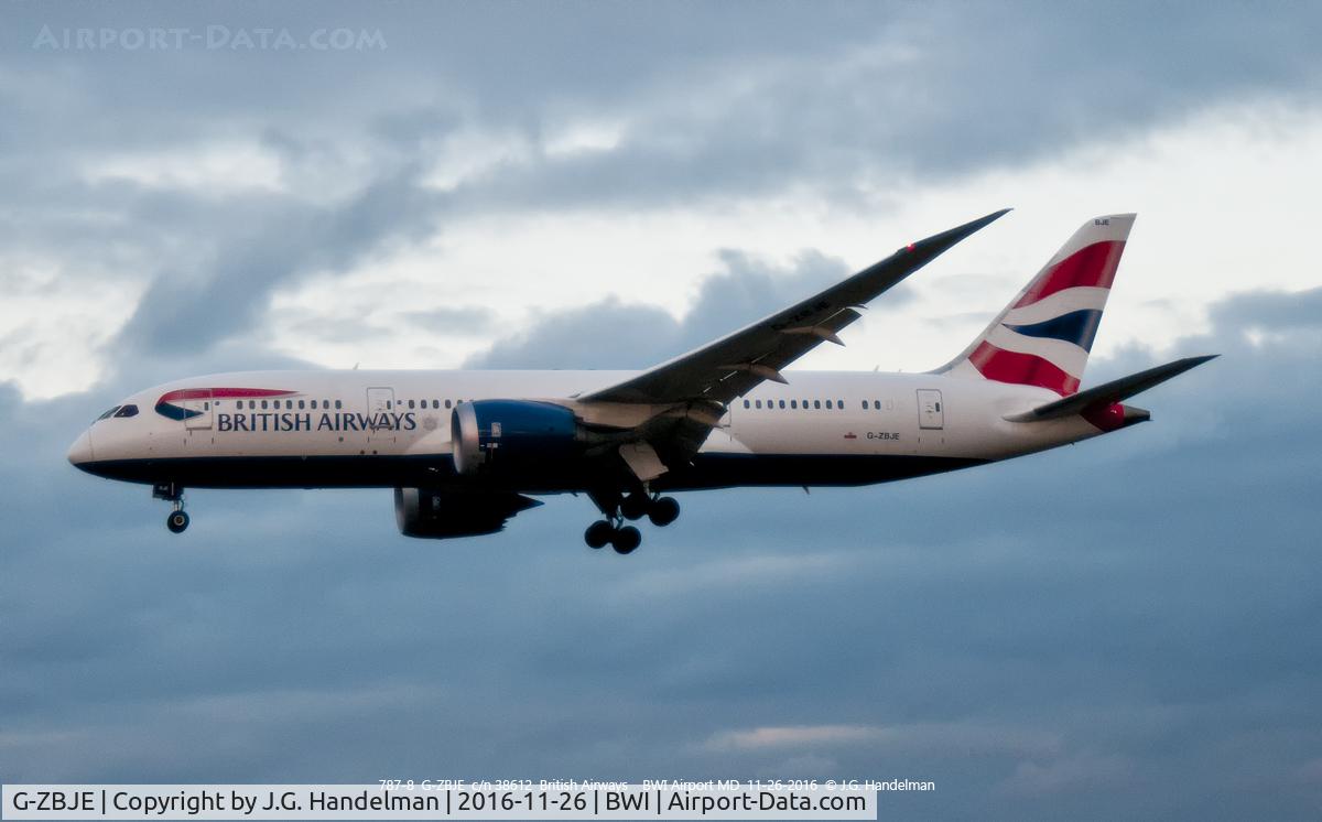 G-ZBJE, 2013 Boeing 787-8 Dreamliner C/N 38612, On final to 33L.