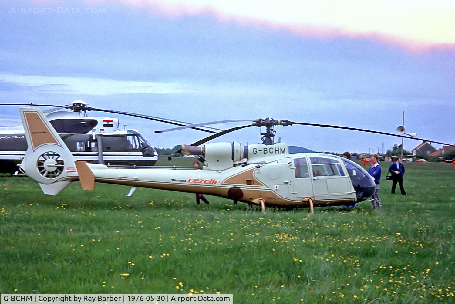 G-BCHM, 1974 Aerospatiale (Westland) SA-341G Gazelle C/N WA1168, Aerospatiale SA.341G Gazelle [1168] Weston Super Mare~G 30/05/1976. From a slide.