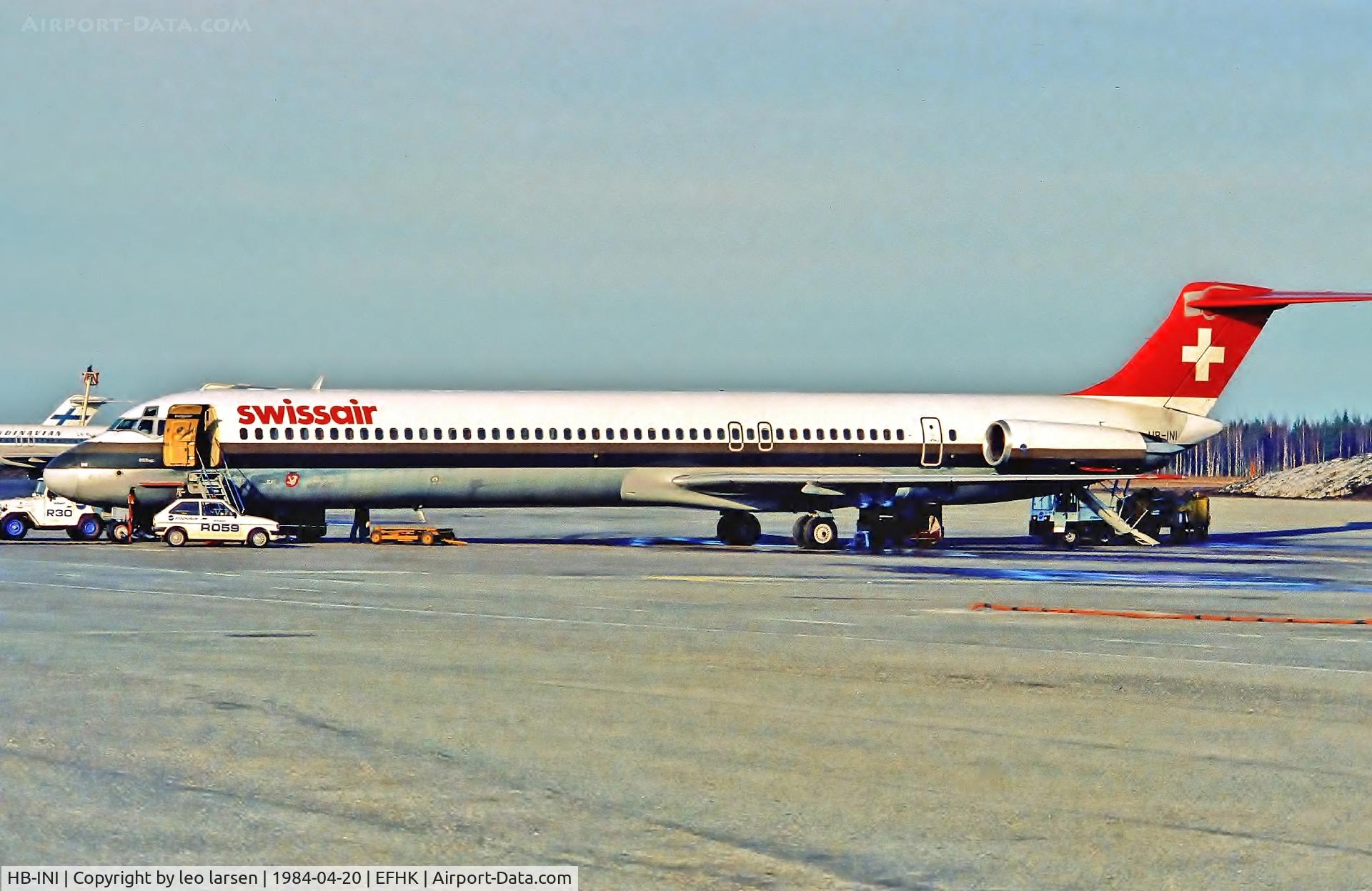 HB-INI, 1981 McDonnell Douglas MD-81 (DC-9-81) C/N 48008, Helsinki 20.4.84
