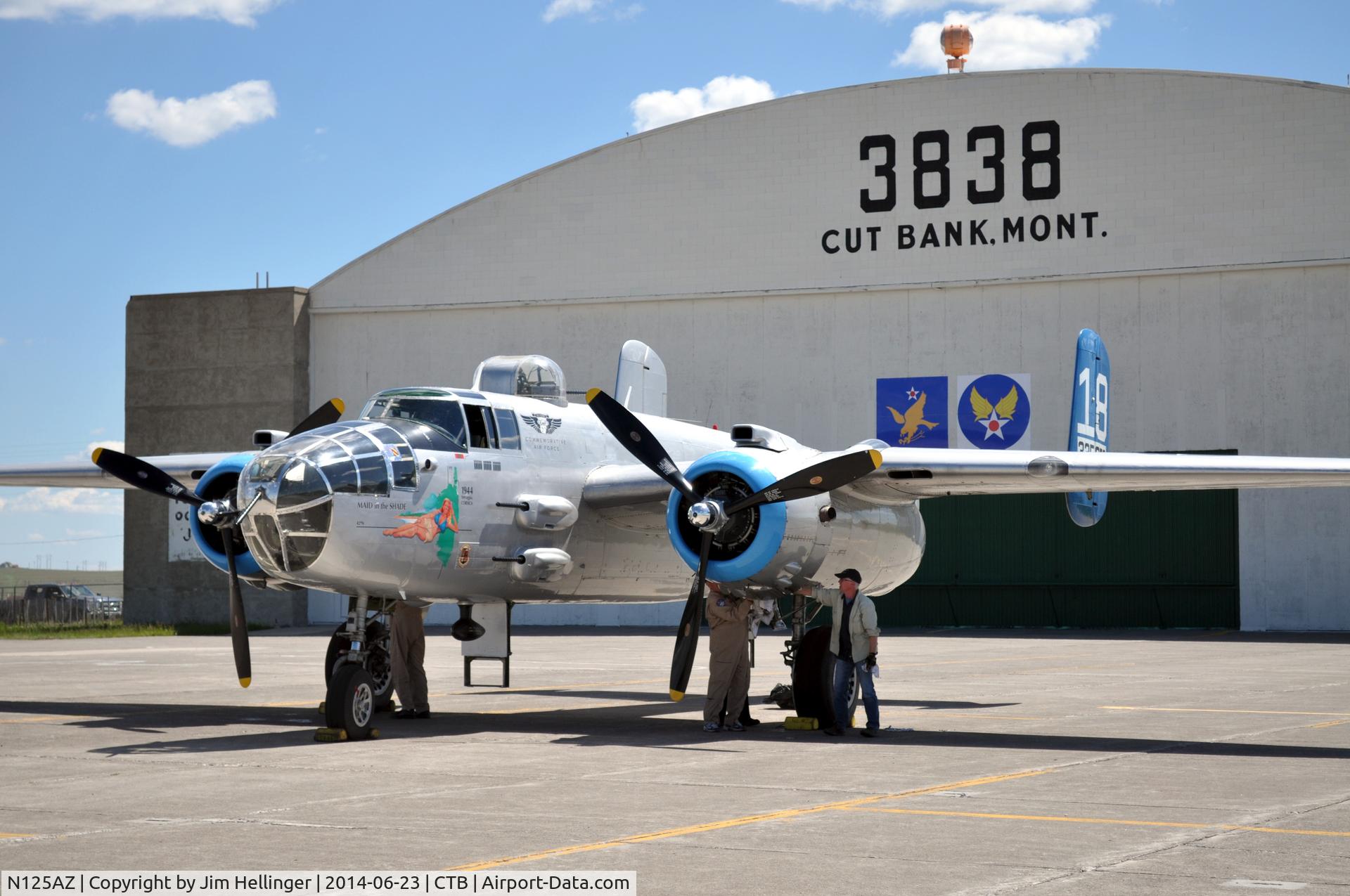 N125AZ, 1960 North American TB-25N Mitchell C/N 108-35262, A B-25J Mitchell medium bomber at the former Cut Bank Army Air Field