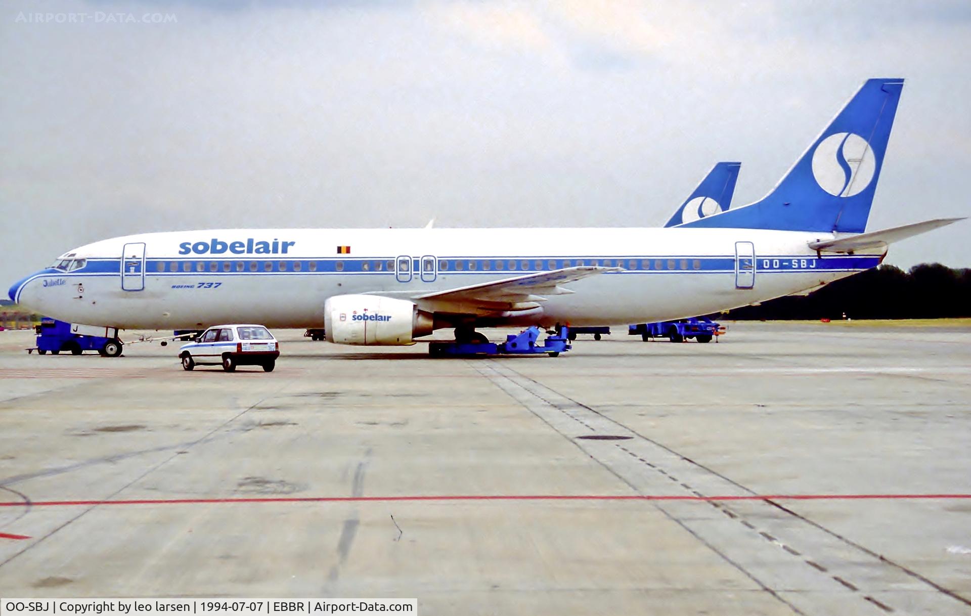 OO-SBJ, 1990 Boeing 737-46B C/N 24573, Brussels 7.7.94 with name 