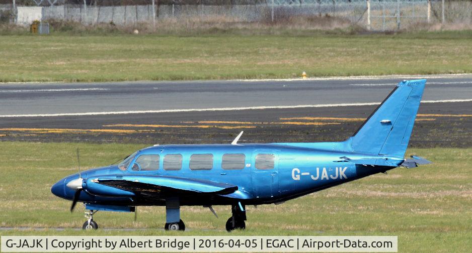 G-JAJK, 1980 Piper PA-31-350 Chieftain C/N 31-8152014, Woodgate Aviation.  Departing Belfast City.