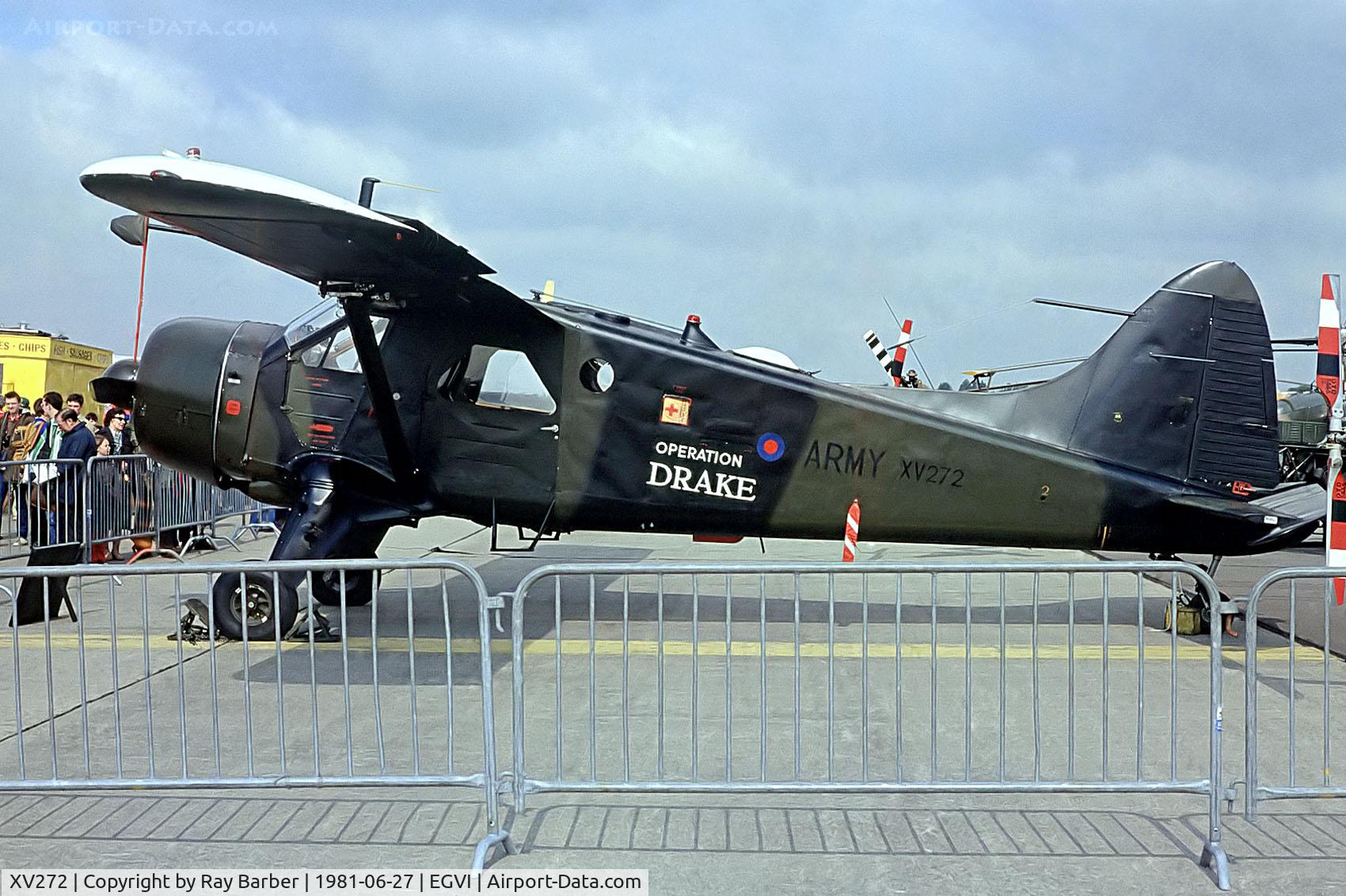XV272, 1967 De Havilland Canada DHC-2 Beaver AL.1 C/N 1651, De Havilland Canada DHC-2 Beaver AL.1 [1651] (Army Air Corp) RAF Greenham Common~G 27/06/1981. From a slide.