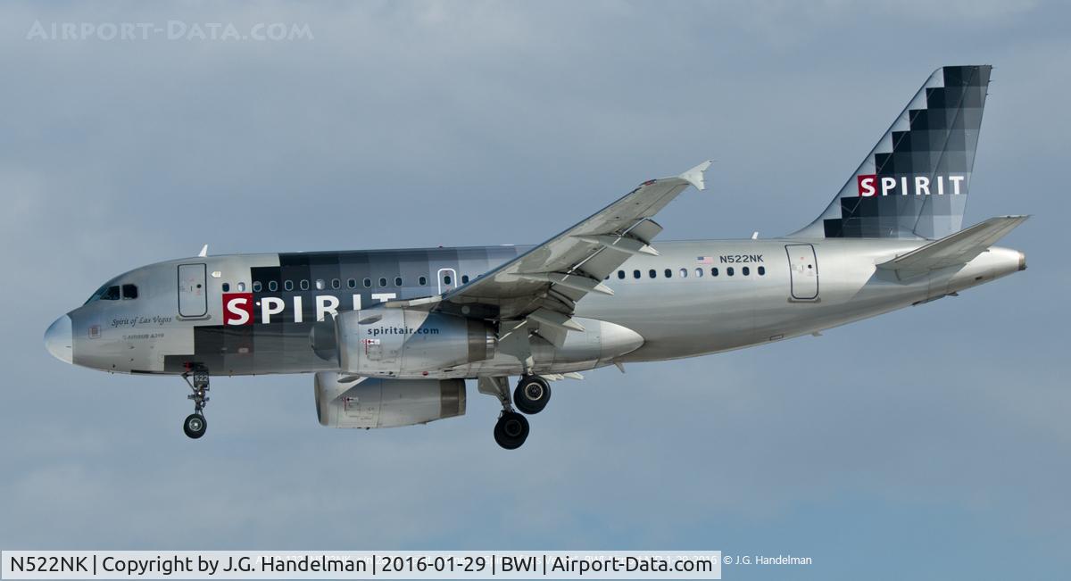 N522NK, 2006 Airbus A319-132 C/N 2893, On final to 33L.