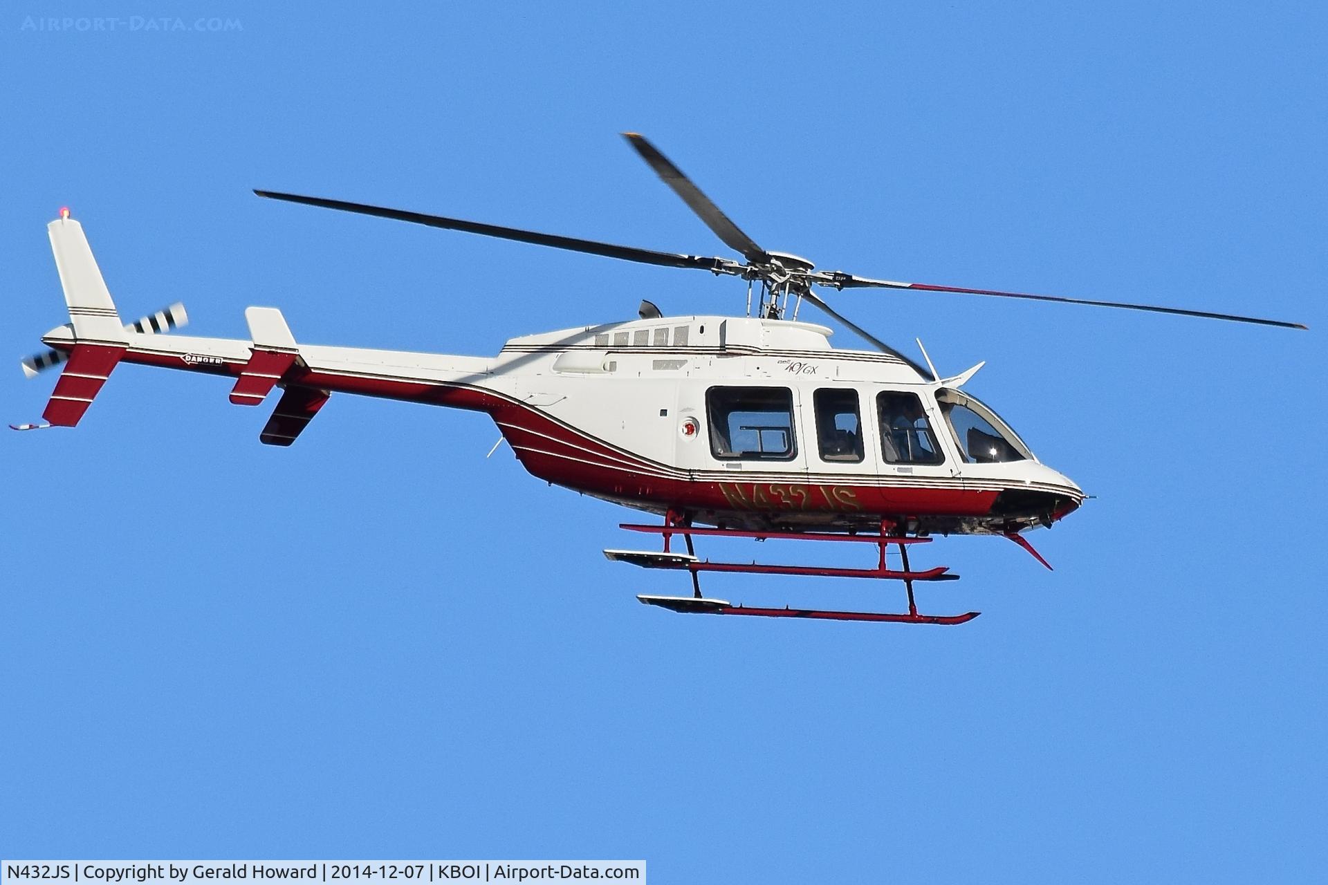 N432JS, 2011 Bell 407 C/N 54320, Departing KBOI.