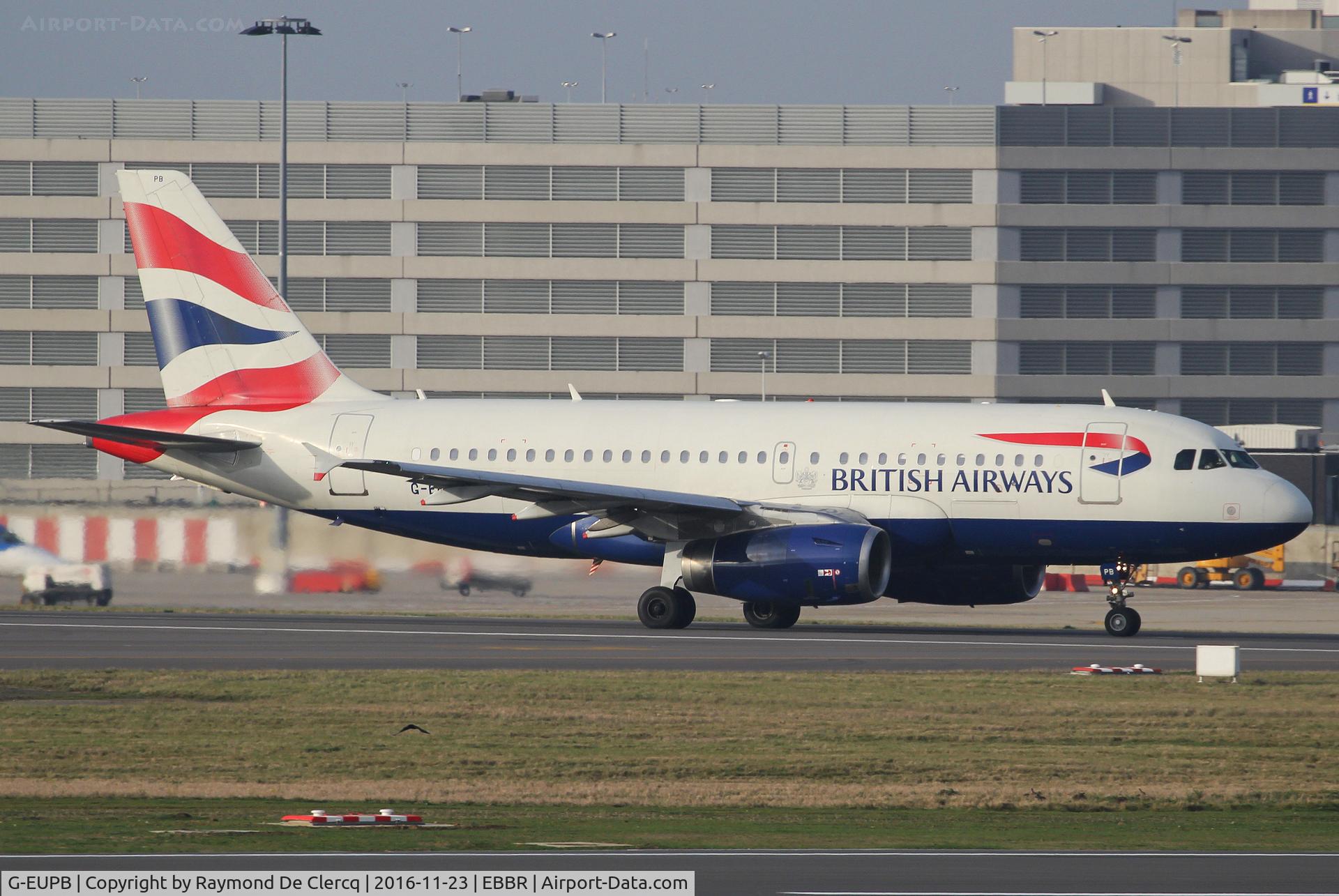 G-EUPB, 1999 Airbus A319-131 C/N 1115, Departing Brussels rwy 07R.