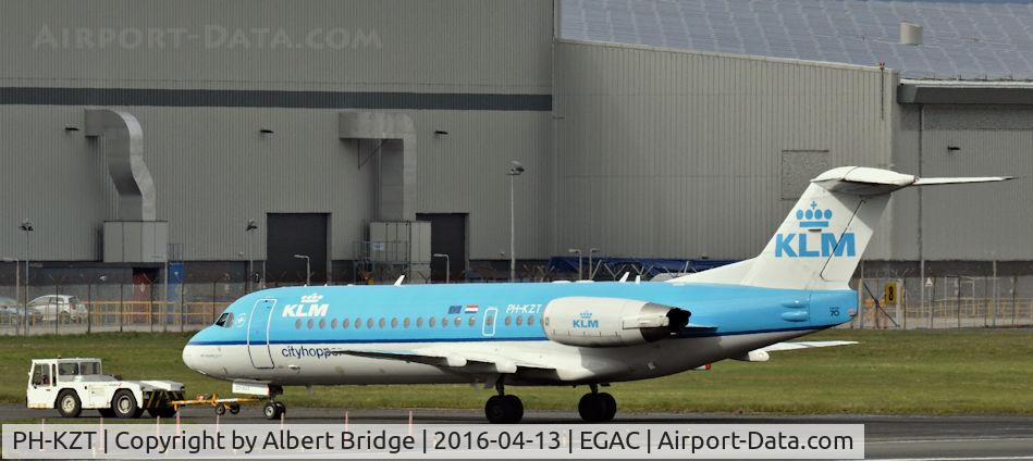 PH-KZT, 1995 Fokker 70 (F-28-0070) C/N 11541, KLM Cityhopper PH-KZT under tow.  Amsterdam departure cancelled.