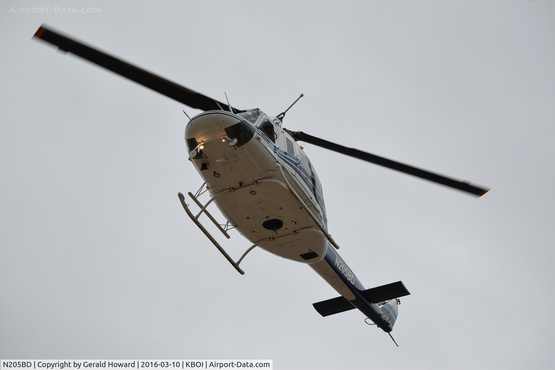 N205BD, 1971 Bell 205A-1 C/N 30097, Departing KBOI.