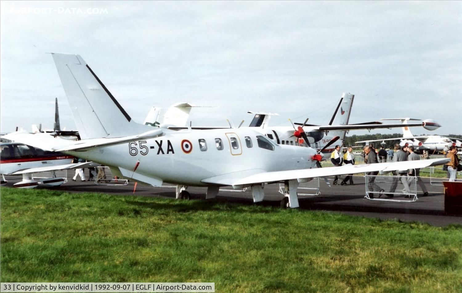 33, Socata TBM-700A C/N 33, On static display at the 1992 Farnborough International Air Show, scanned from slide.