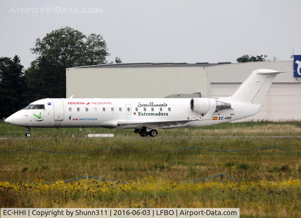 EC-HHI, Canadair CRJ-200ER (CL-600-2B19) C/N 7343, Ready for take off from rwy 32R with special markings...
