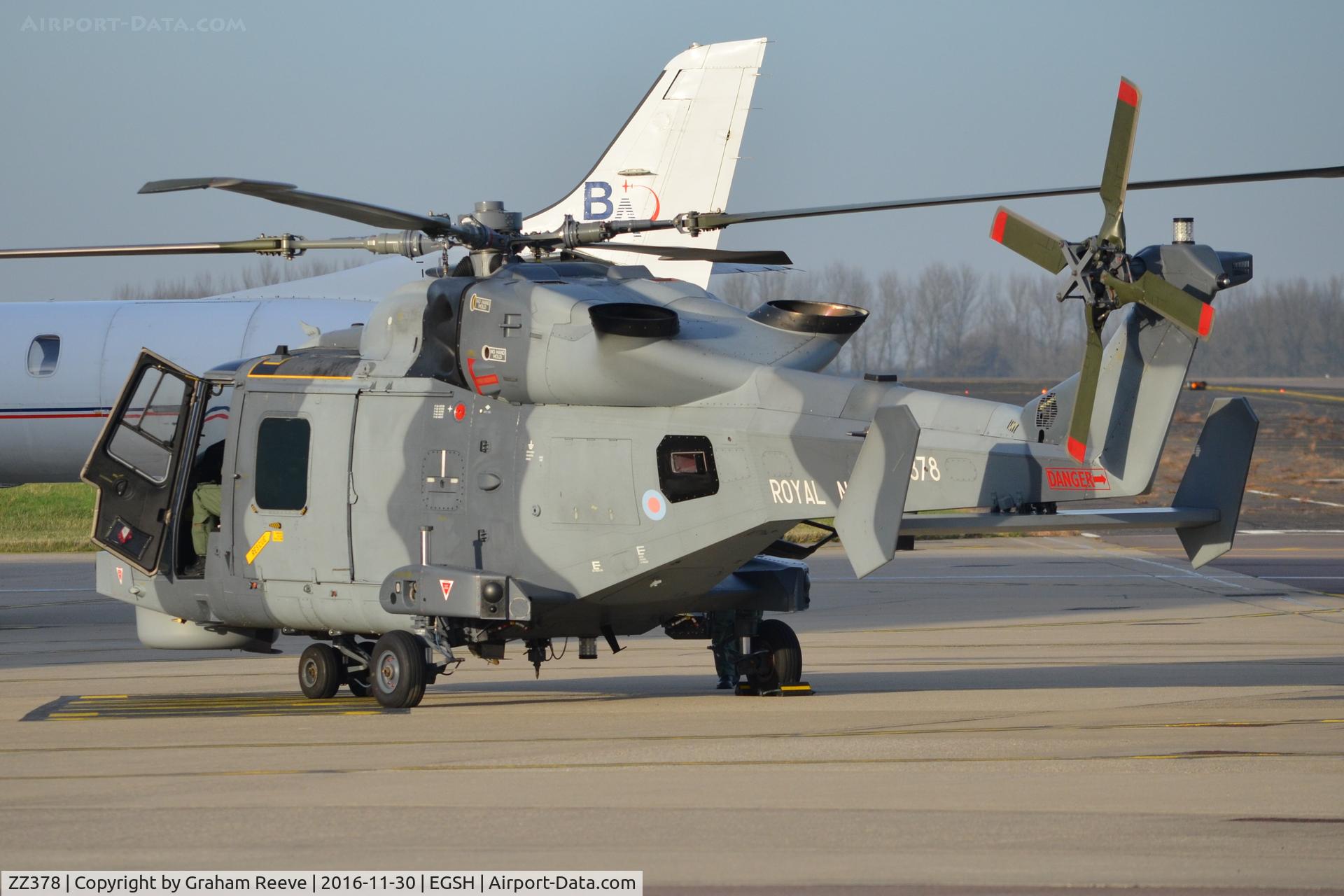 ZZ378, 2013 AgustaWestland AW-159 Wildcat HMA.2 C/N 497, Parked at Norwich.