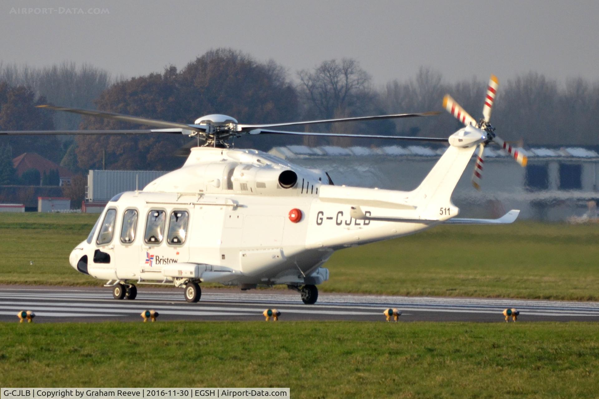 G-CJLB, 2016 AgustaWestland AW-139 C/N 41511, Awaiting to depart from Norwich.