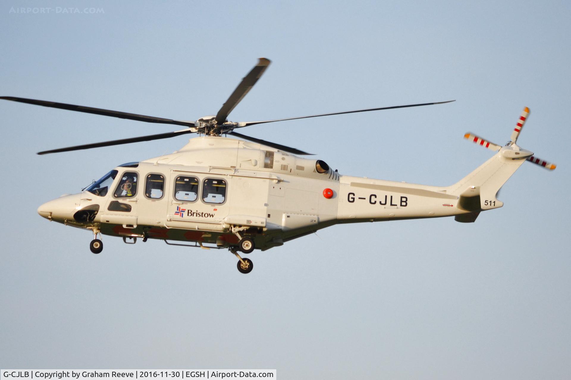 G-CJLB, 2016 AgustaWestland AW-139 C/N 41511, Landing at Norwich.