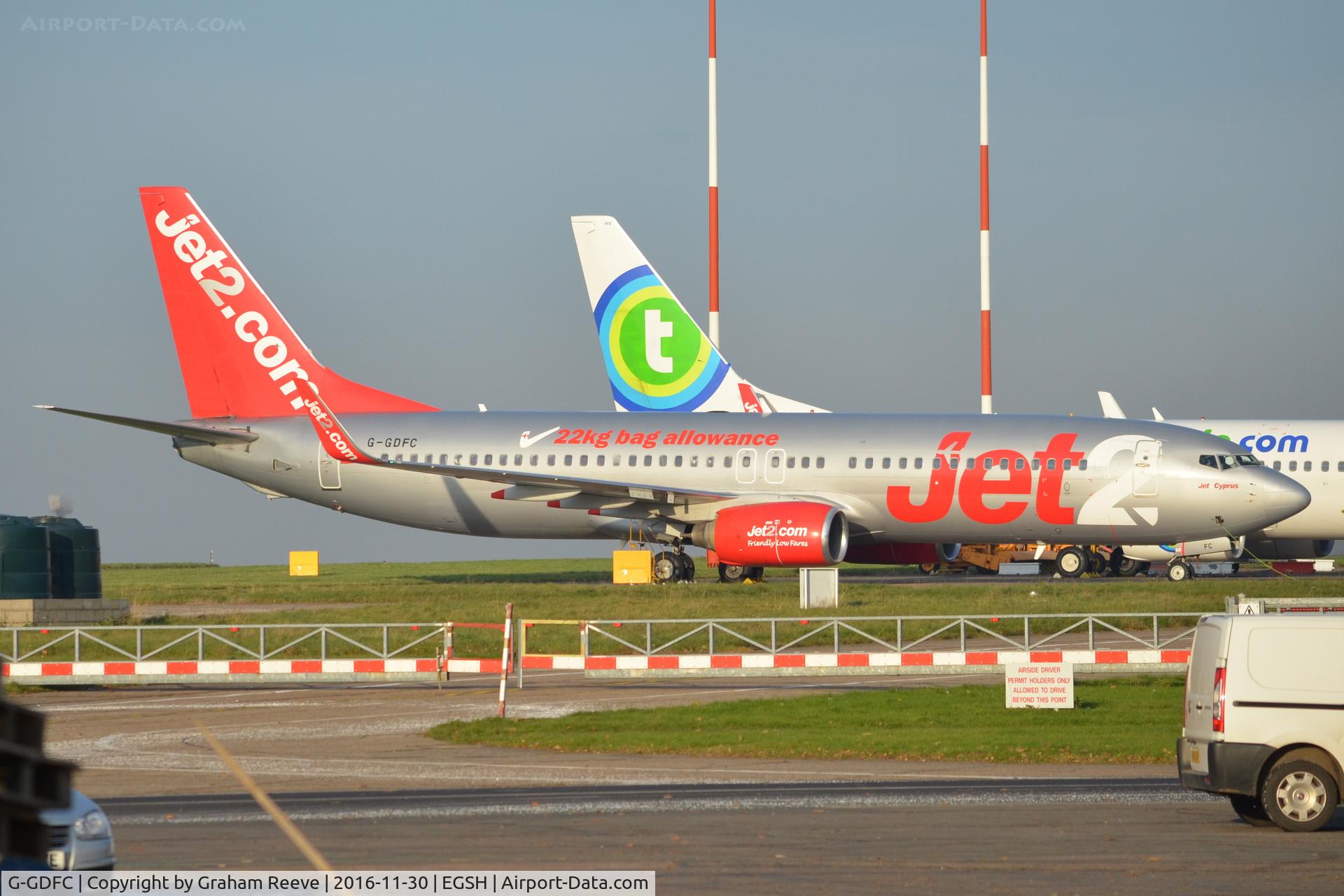 G-GDFC, 1998 Boeing 737-8K2 C/N 28375, Parked at Norwich.