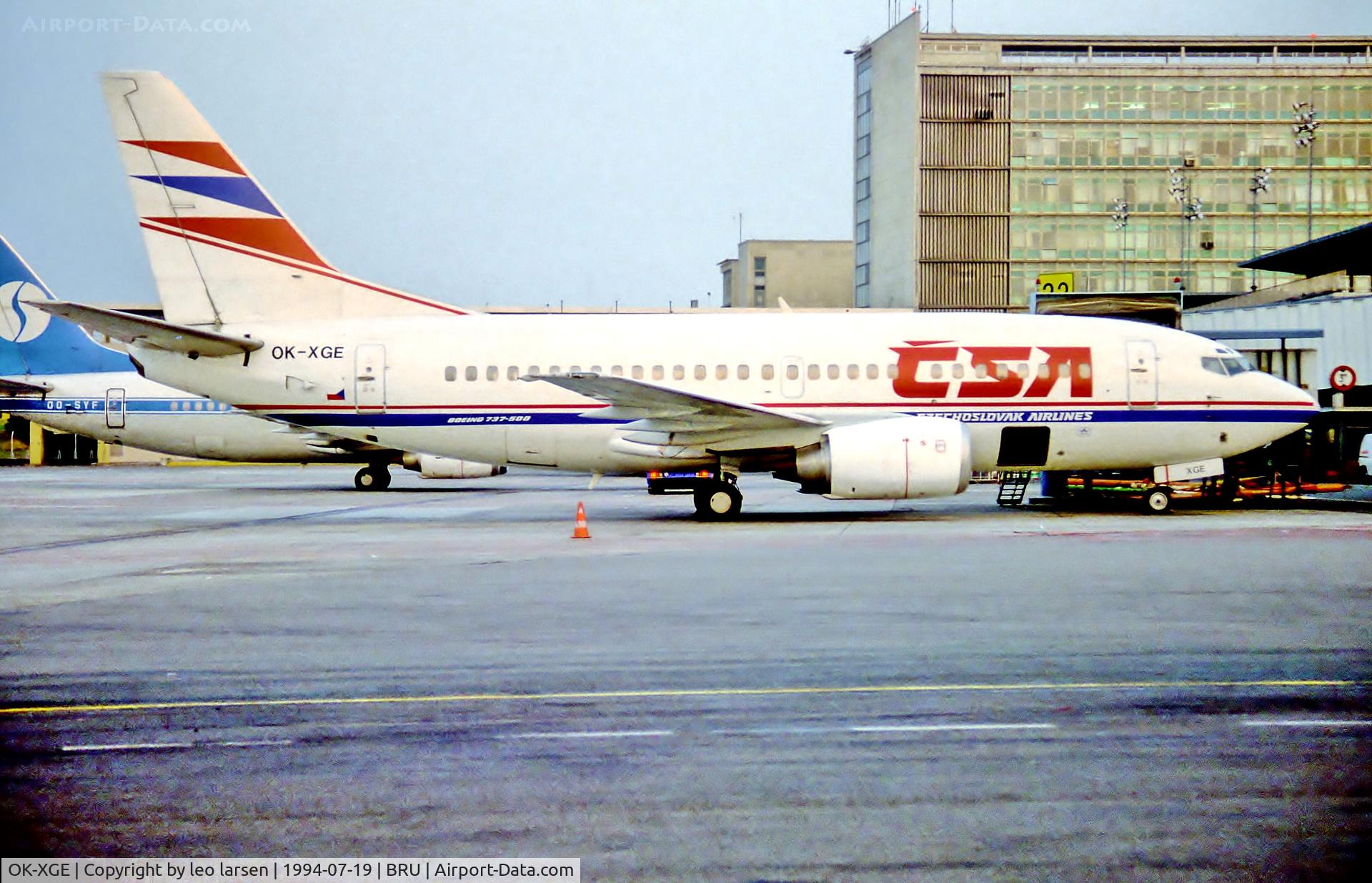 OK-XGE, 1992 Boeing 737-55S C/N 26543, Brussels 19.7.94
