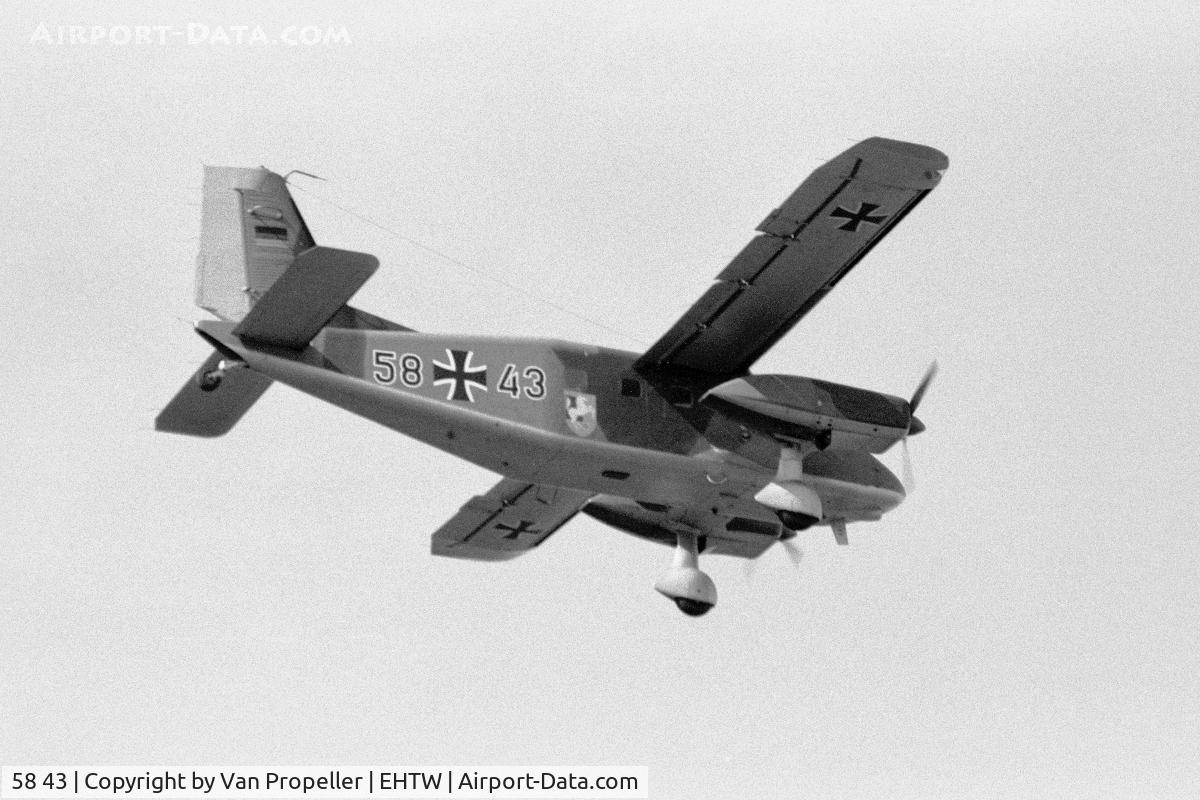 58 43, Dornier Do-28D-2 Skyservant C/N 4118, Dornier Do28D-2 Skyservant of Luftwaffe JaboG 36 on approach to Twenthe air base, the Netherlands