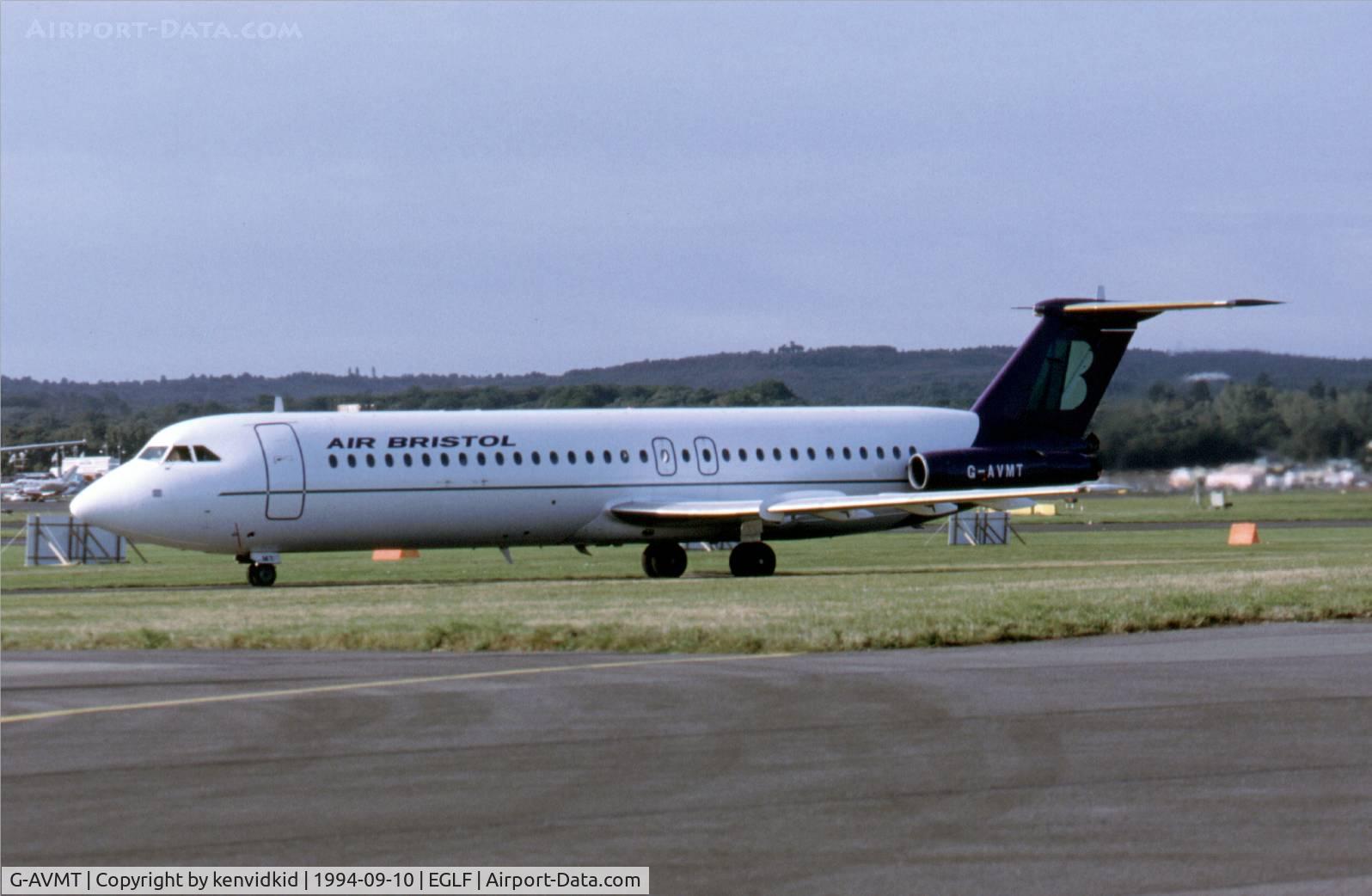 G-AVMT, 1968 BAC 111-510ED One-Eleven C/N BAC.147, At the 1994 Farnborough International Air Show. Scanned from slide.