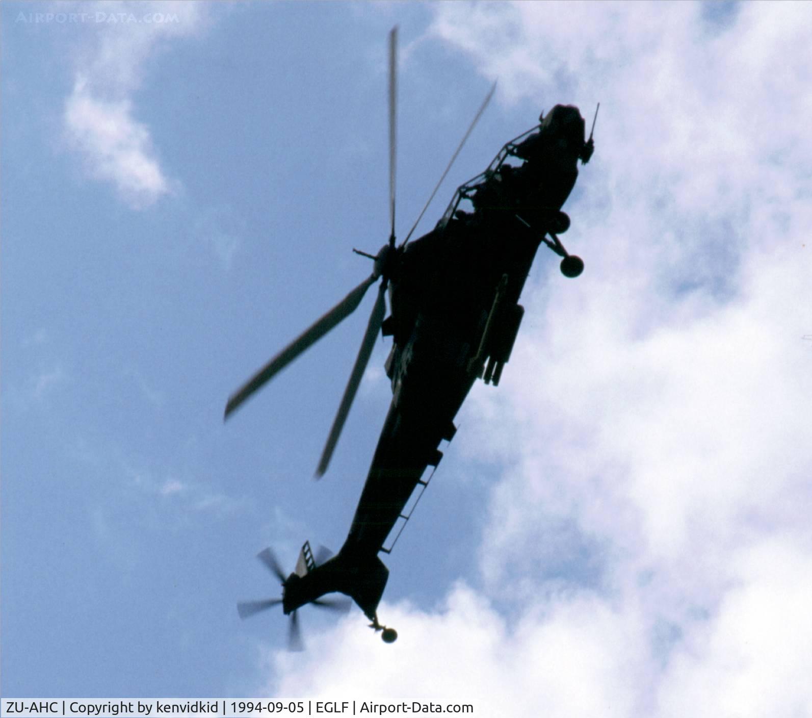 ZU-AHC, Denel XH-2 Rooivalk XDM C/N ADM-001, At the 1994 Farnborough International Air Show. Scanned from slide.