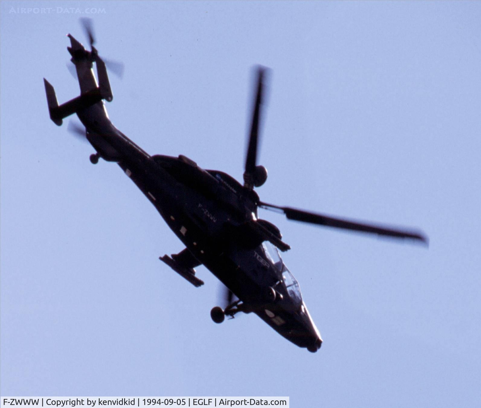 F-ZWWW, Eurocopter EC-665 Tigre PT C/N PT1, At the 1994 Farnborough International Air Show. Scanned from slide.