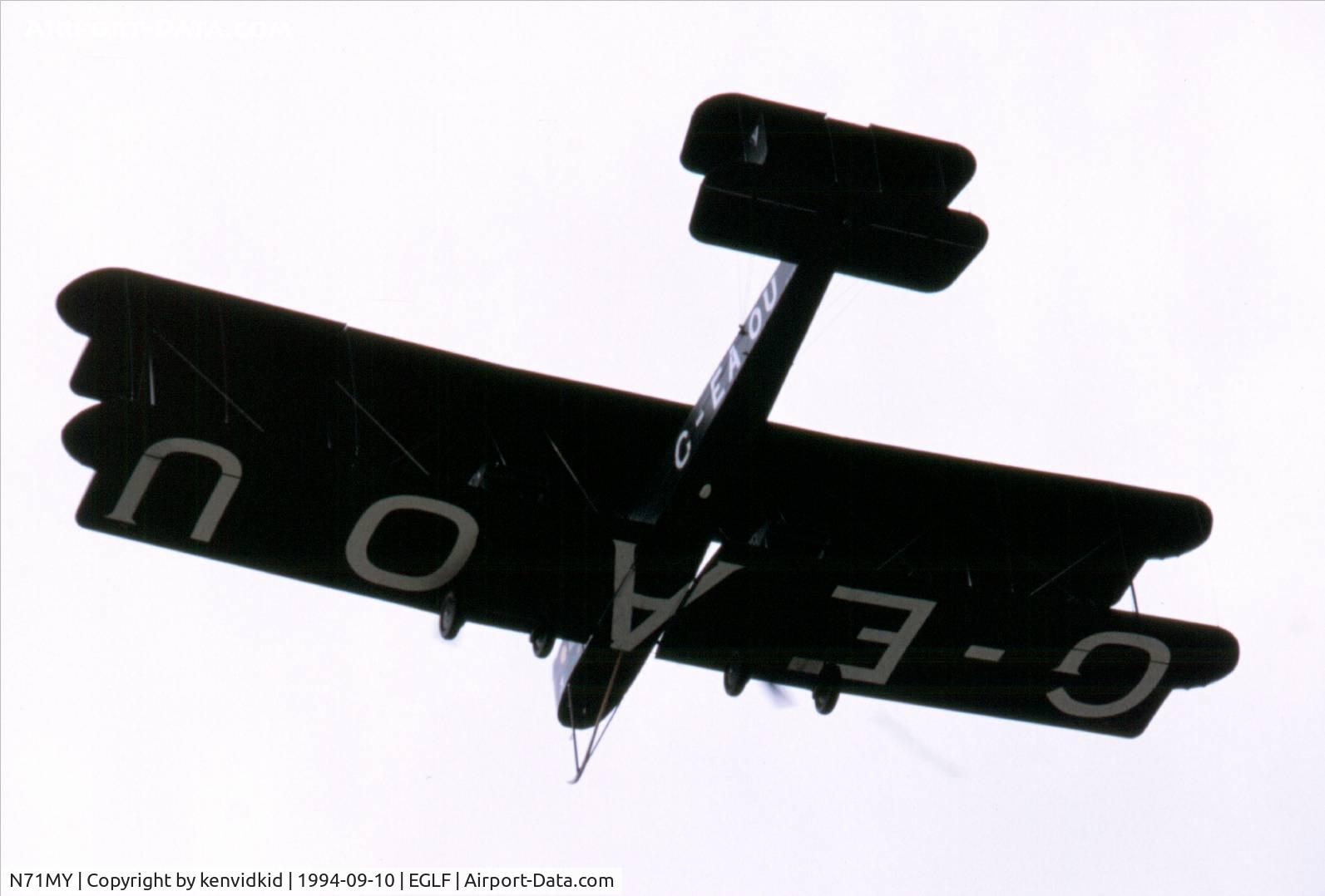 N71MY, 1994 Vickers FB-27A Vimy (replica) C/N 01, At the 1994 Farnborough International Air Show. Scanned from slide.