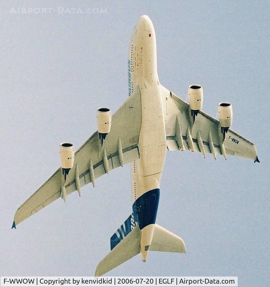 F-WWOW, 2005 Airbus A380-841 C/N 001, At the 2006 Farnborough International Air Show.