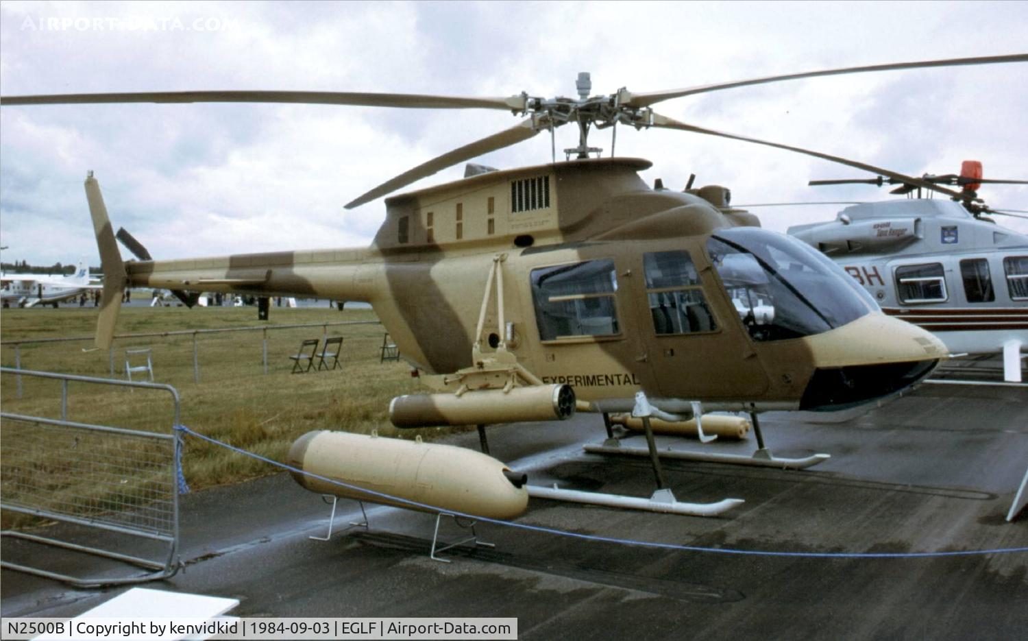 N2500B, Bell 406CS Combat Scout C/N 2500, At the 1984 Farnborough International Air Show. Scanned from slide.