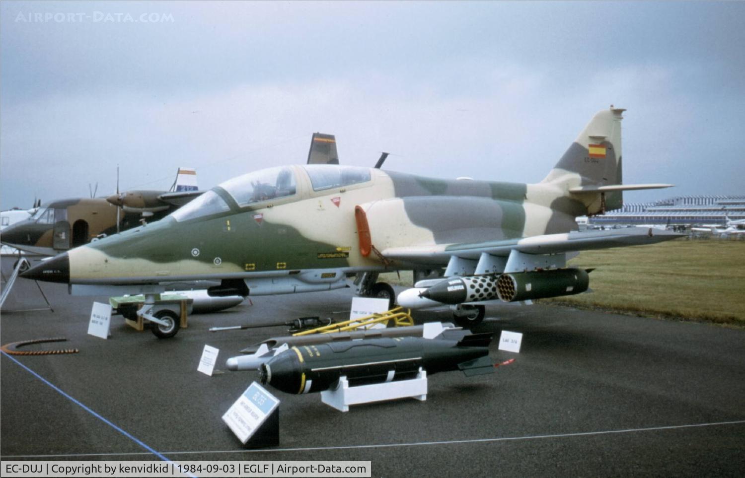 EC-DUJ, CASA 101CC Aviojet C/N 098, At the 1984 Farnborough International Air Show. Scanned from slide.