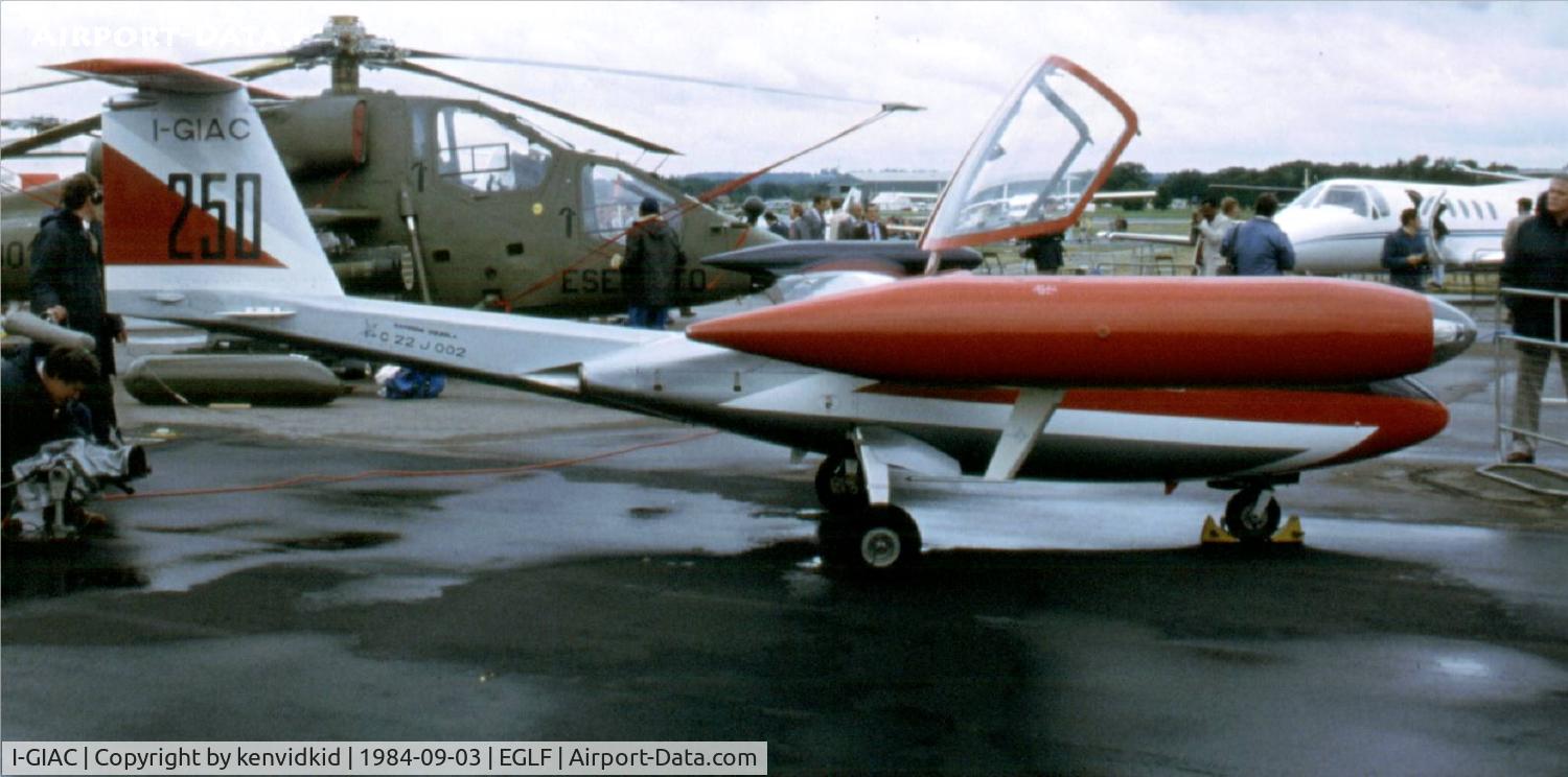I-GIAC, Caproni Vizzola C.22J Ventura C/N 002, At the 1984 Farnborough International Air Show. Scanned from slide.