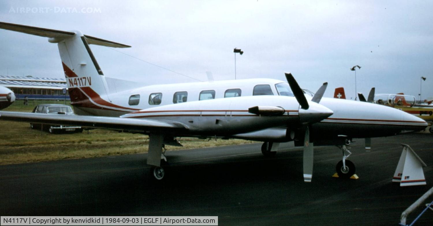 N4117V, 1984 Piper PA-42-720 Cheyenne IIIA C/N 42-5501018, At the 1984 Farnborough International Air Show. Scanned from slide.