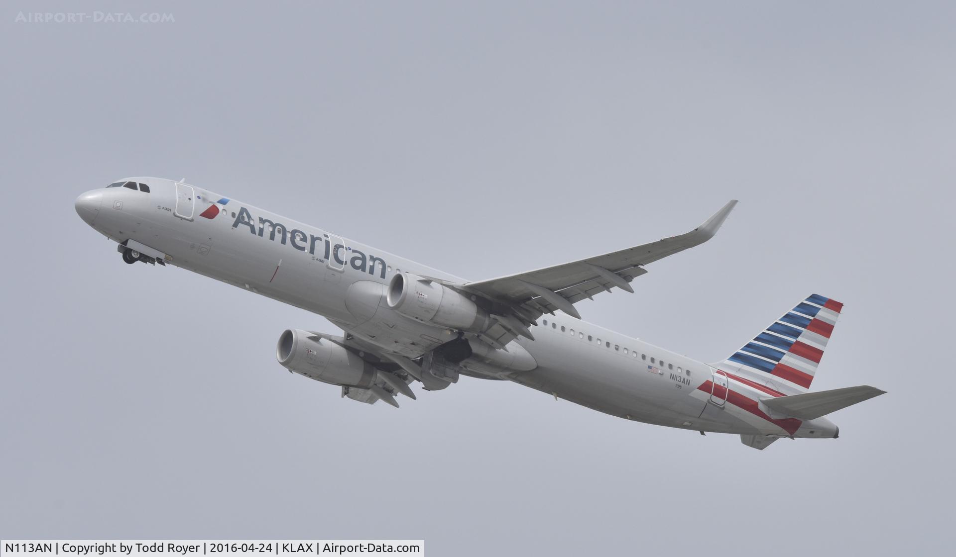 N113AN, 2014 Airbus A321-231 C/N 6020, Departing LAX on 25R