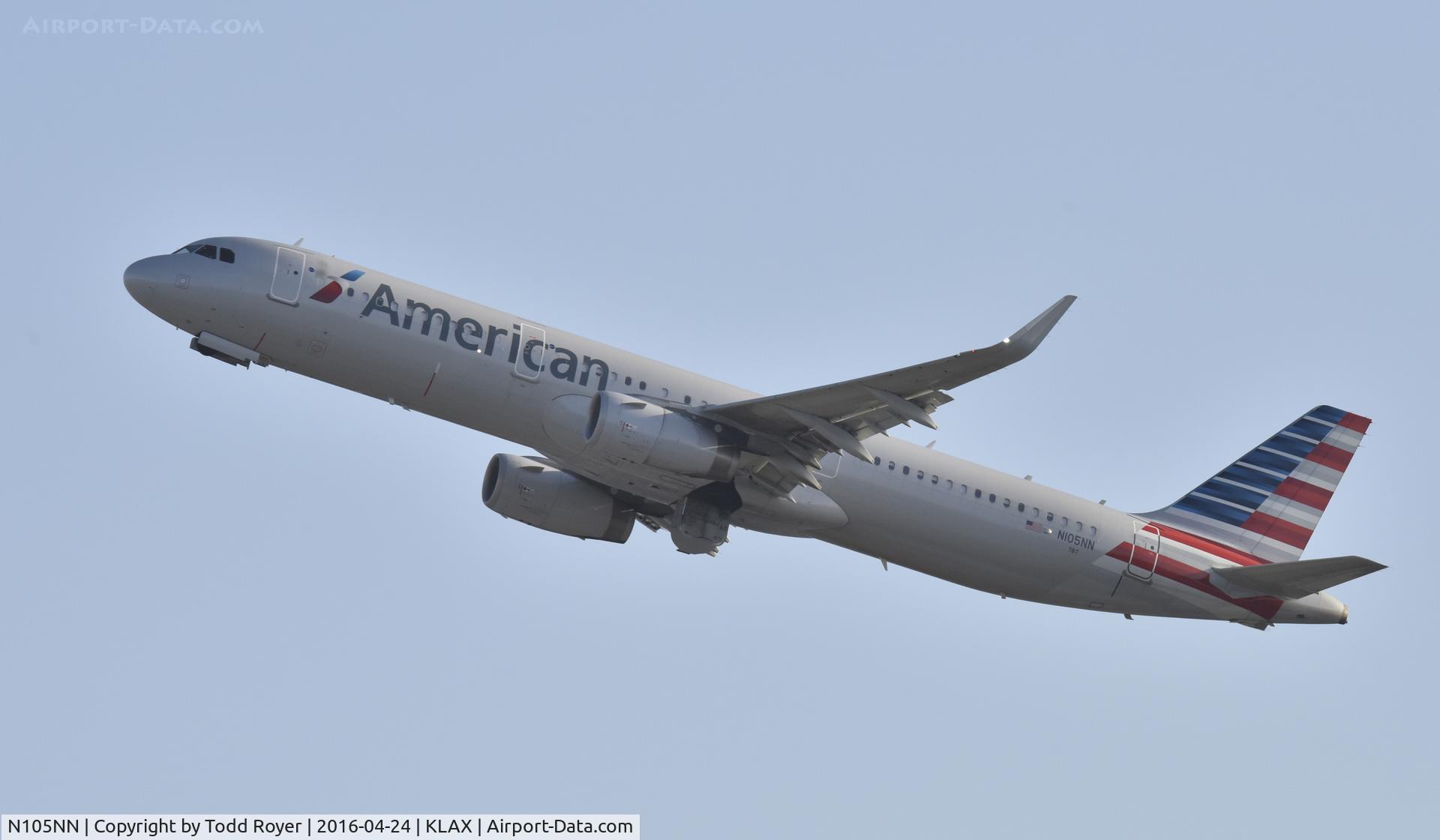 N105NN, 2013 Airbus A321-231 C/N 5904, Departing LAX on 25R