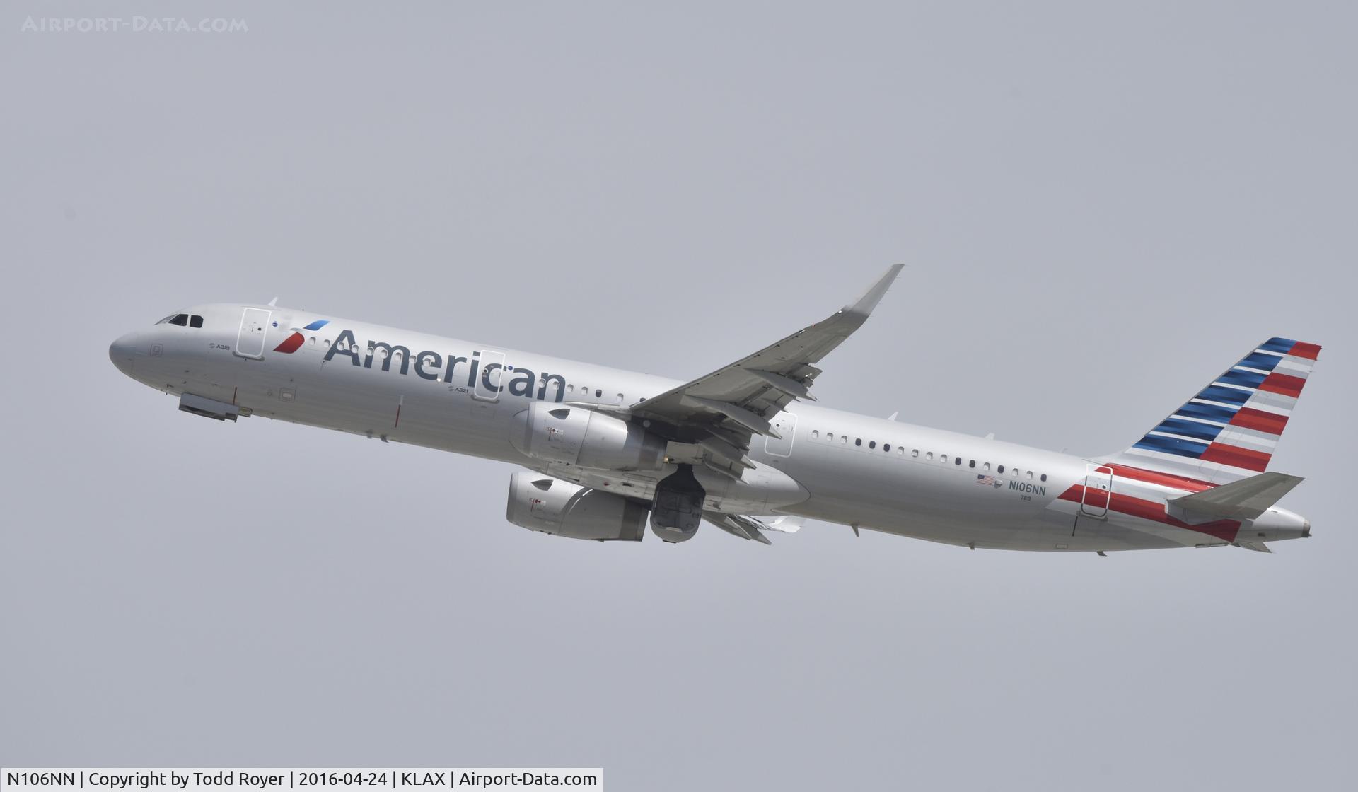 N106NN, 2013 Airbus A321-231 C/N 5932, Departing LAX on 25R