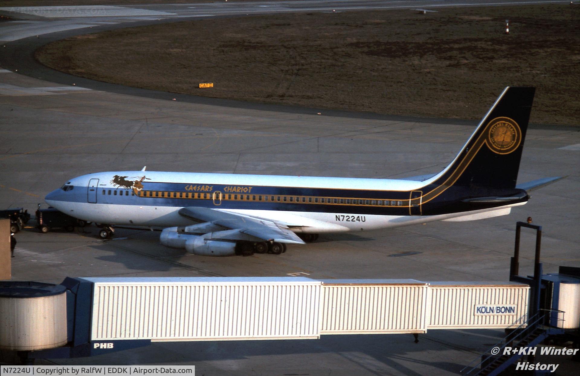 N7224U, 1962 Boeing 720-022 C/N 18077, Mc Culloch International Airlines-Ceasers Chariot-operated for Ceasers Palace,Las Vegas,  1977