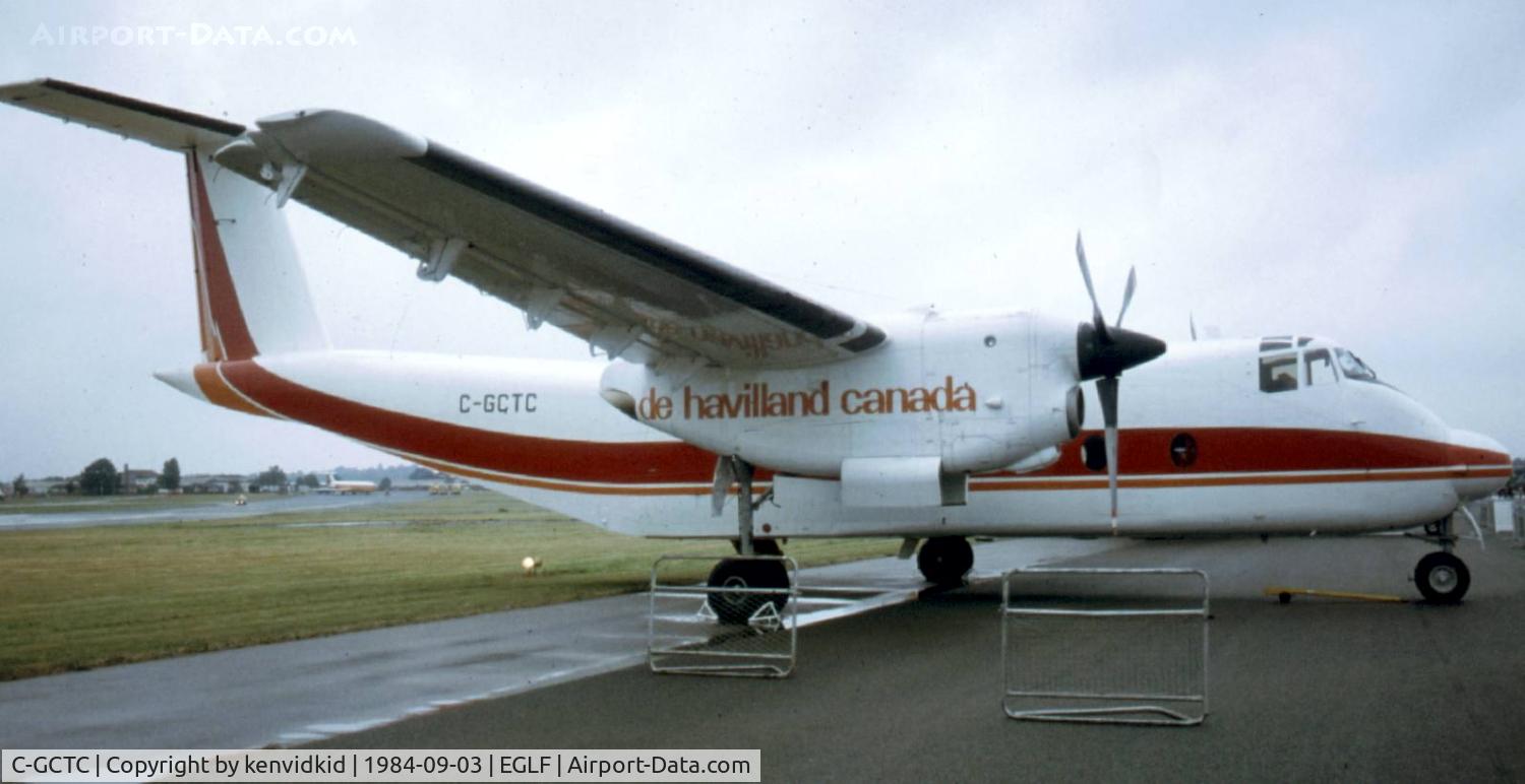 C-GCTC, 1980 De Havilland Canada DHC-5D Buffalo C/N 103, At the 1984 Farnborough International Air Show. Scanned from slide.