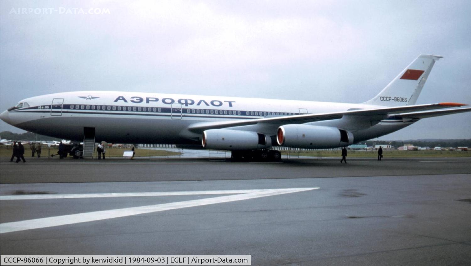 CCCP-86066, 1984 Ilyushin Il-86 C/N 51483204033, At the 1984 Farnborough International Air Show. Scanned from slide.
