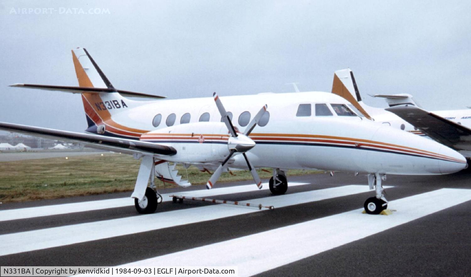 N331BA, 1983 British Aerospace BAe Jetstream 3101 C/N 613, At the 1984 Farnborough International Air Show. Scanned from slide.