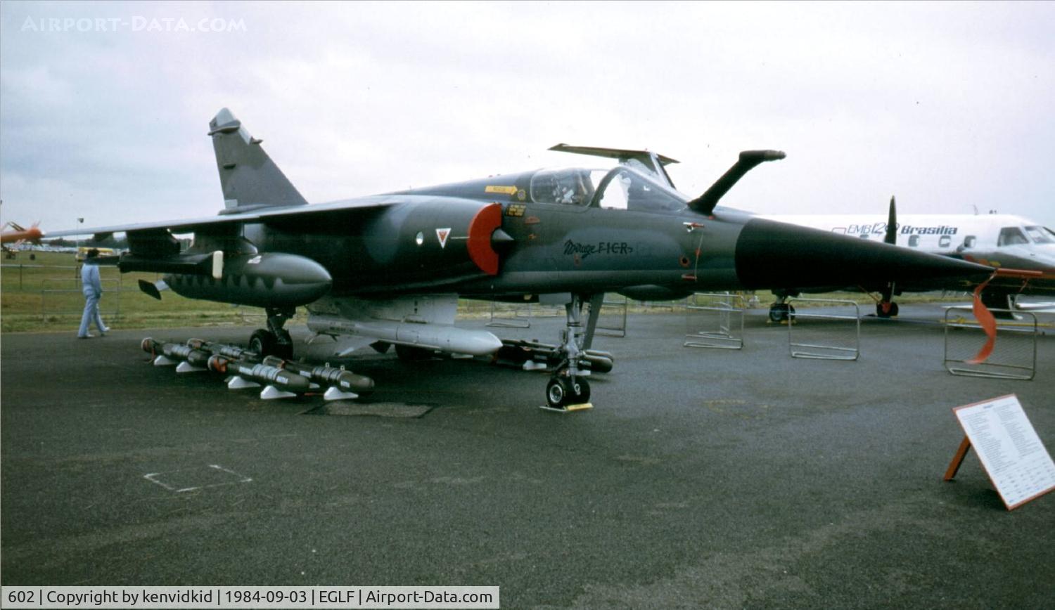 602, Dassault Mirage F.1CR C/N 602, At the 1984 Farnborough International Air Show. Scanned from slide.