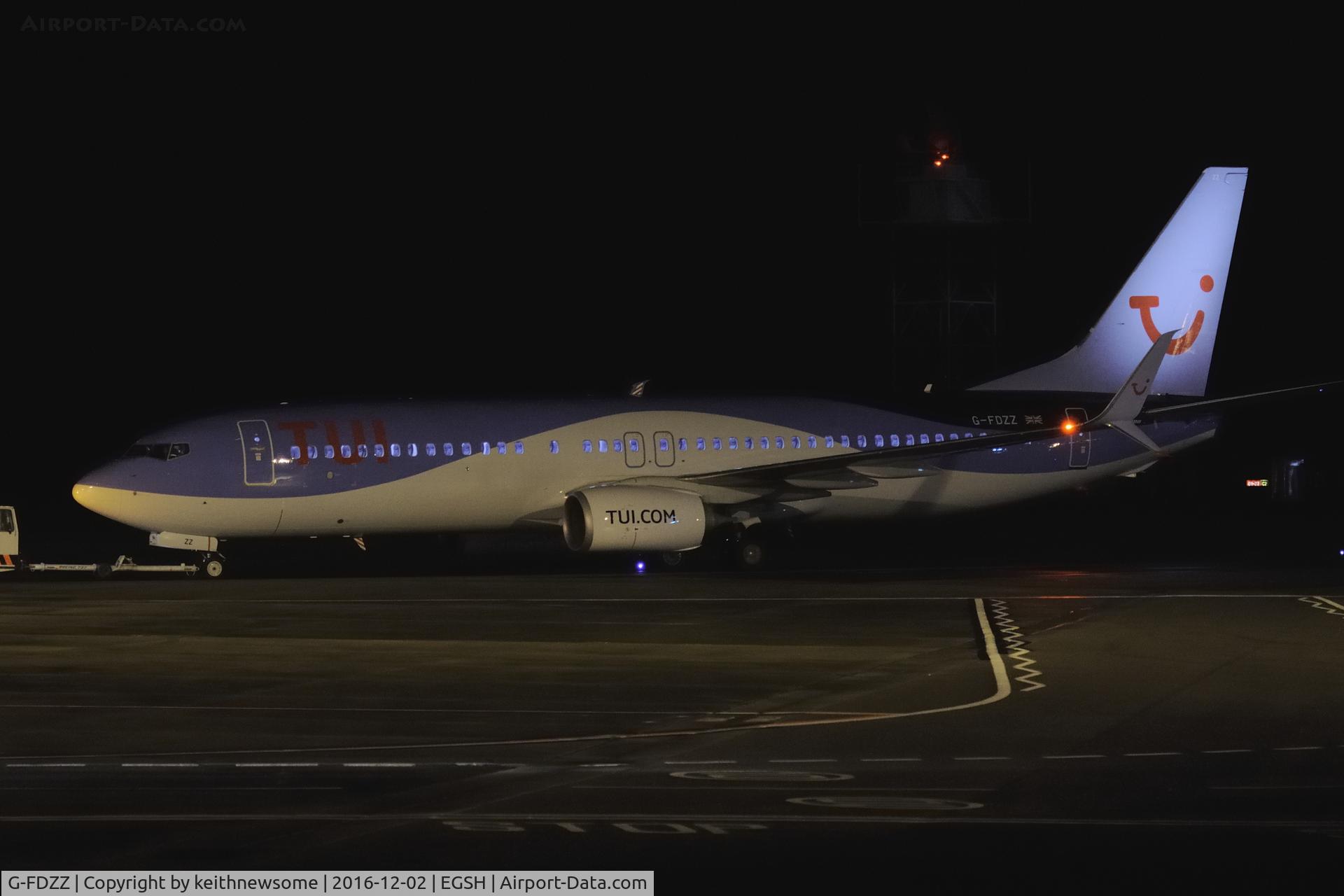 G-FDZZ, 2011 Boeing 737-8K5 C/N 37262, Leaving Norwich with TUI titles.