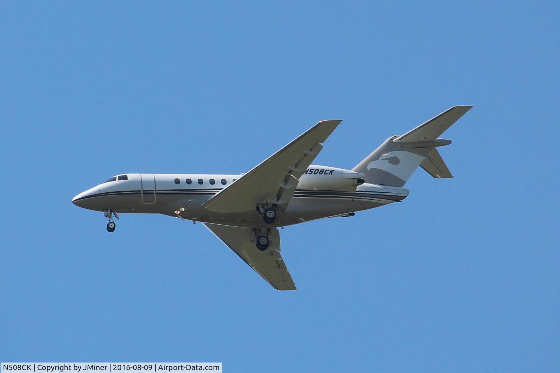 N508CK, 2009 Hawker Beechcraft 4000 C/N RC-9, Flying over Bartlett IL.