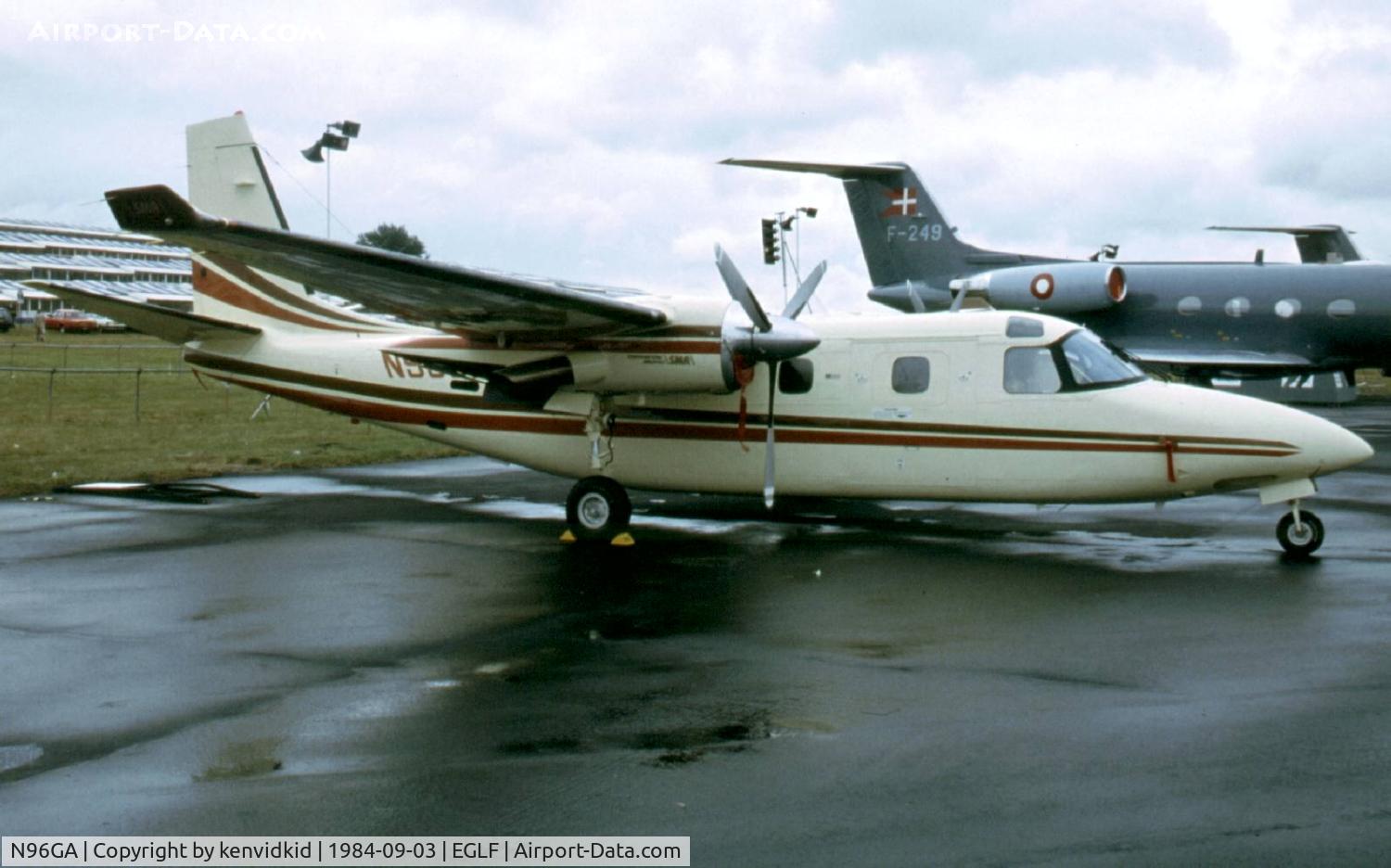 N96GA, Gulfstream Am Corp Comm Div 695A C/N 96088, At the 1984 Farnborough International Air Show. Scanned from slide.