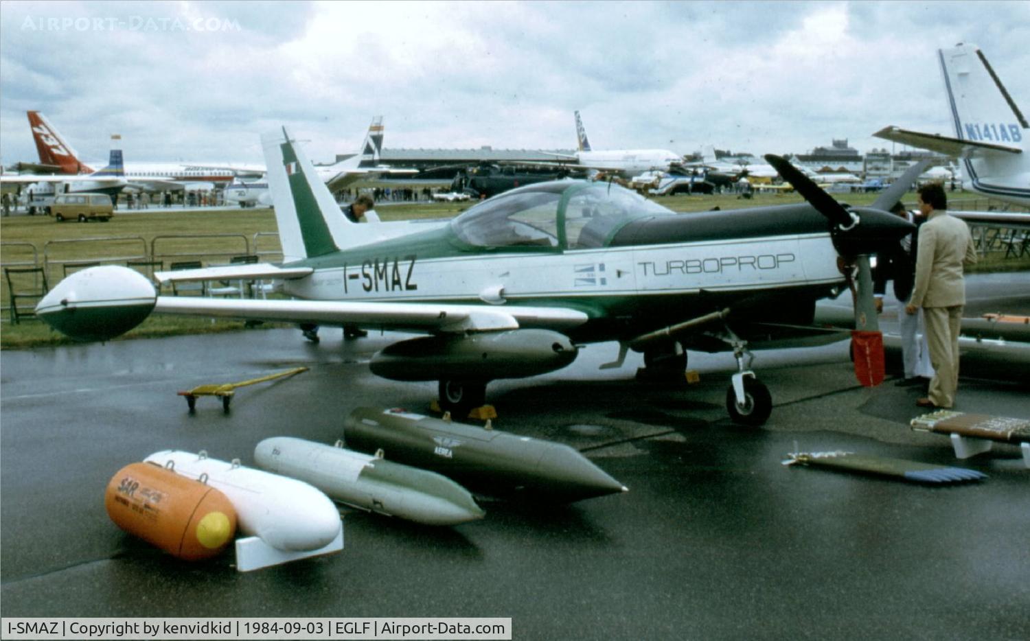I-SMAZ, SIAI-Marchetti SF-260TP C/N 677/60-005, At the 1984 Farnborough International Air Show. Scanned from slide.