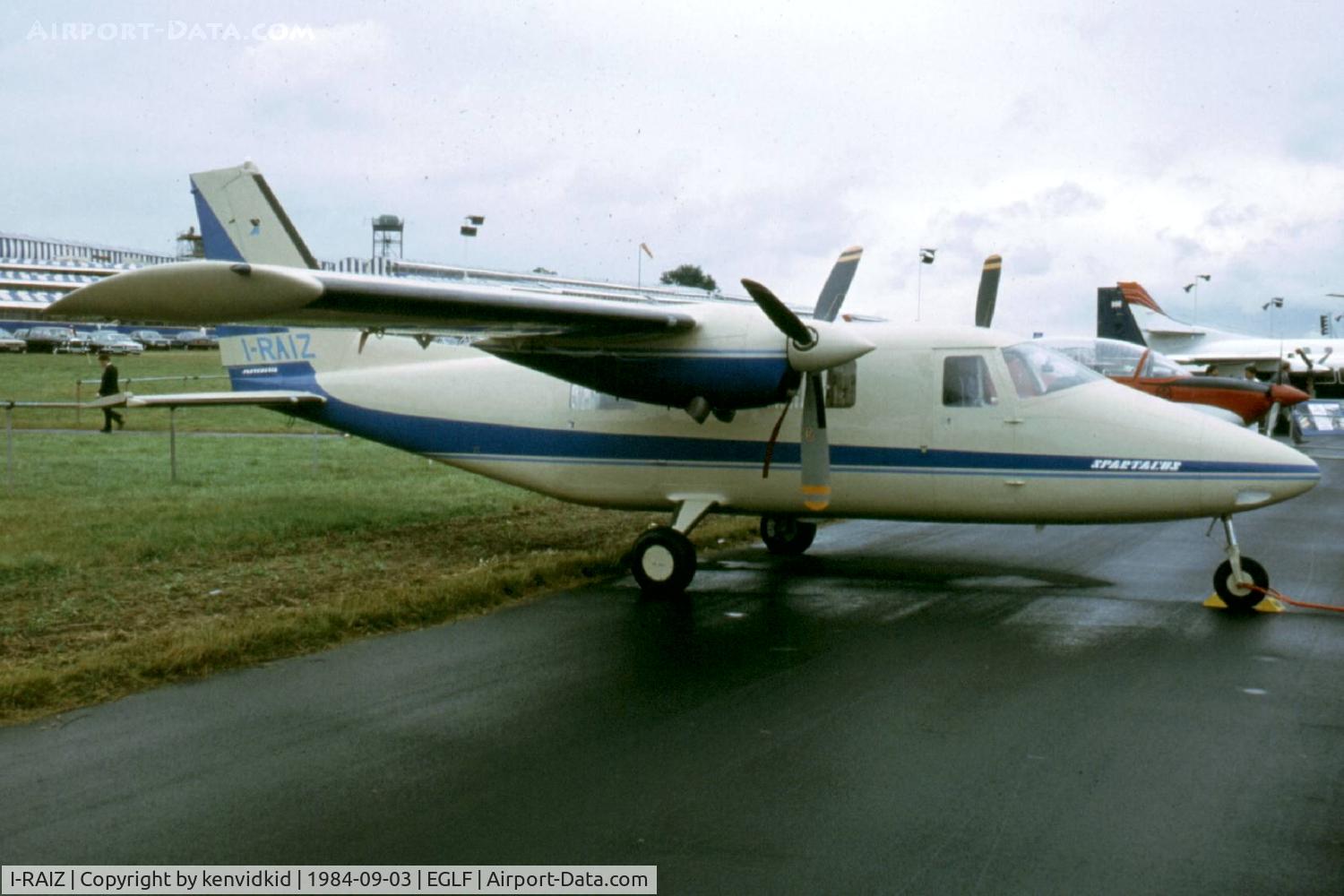 I-RAIZ, Partenavia AP-68TP-300 Spartacus C/N 8006, At the 1984 Farnborough International Air Show. Scanned from slide.