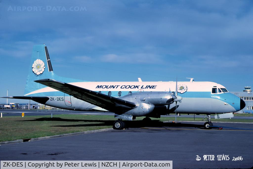 ZK-DES, 1971 Hawker Siddeley HS.748 Series 2A C/N 1689, The Mt Cook Group Ltd., Christchurch  Jul1983