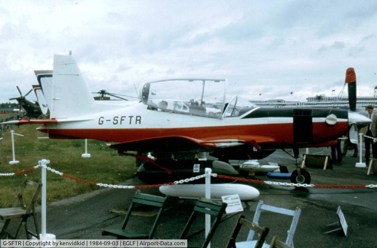 G-SFTR, 1983 Norman NDN-1T Firecracker C/N 005, At the 1984 Farnborough International Airshow. Scanned from slide.