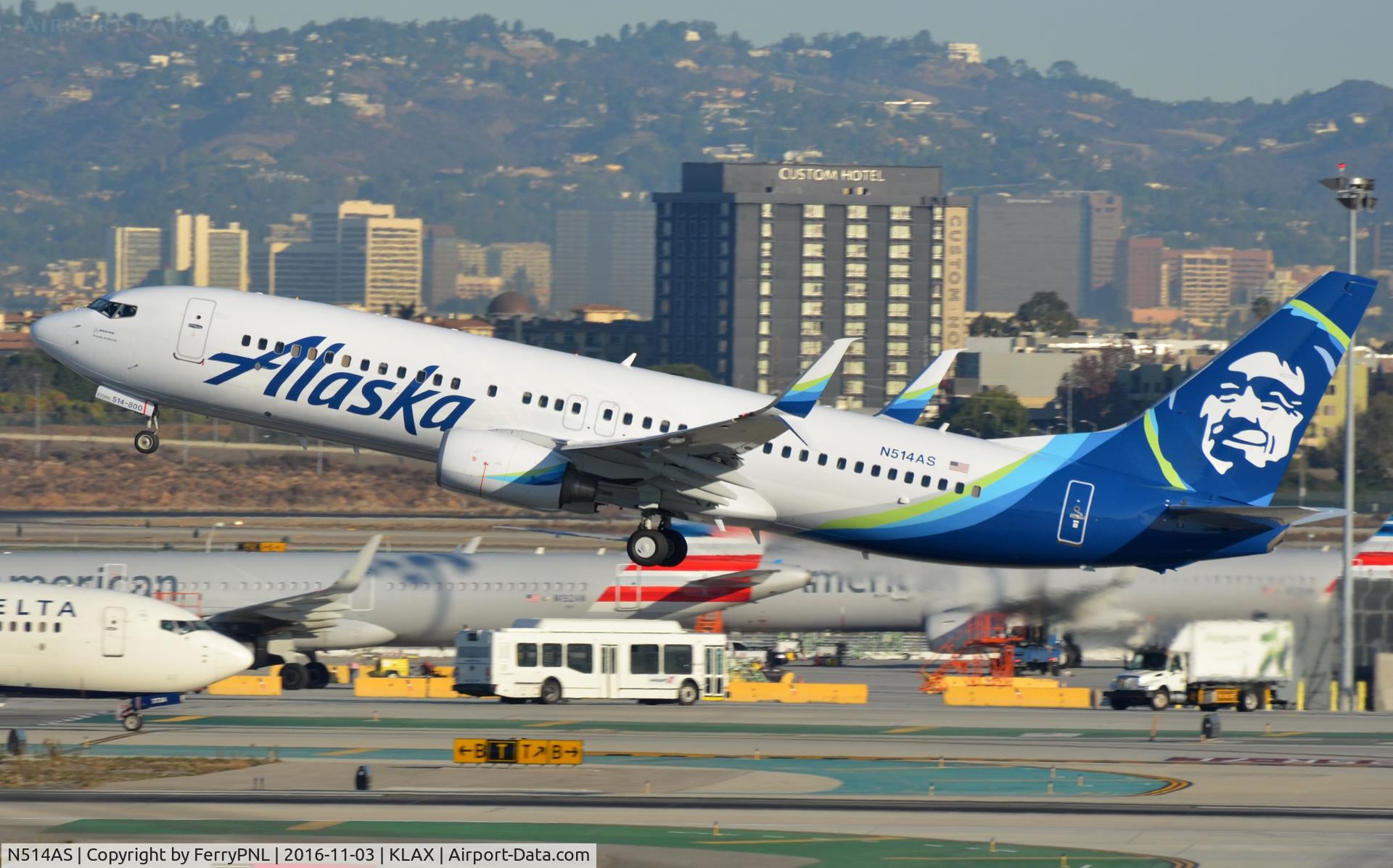 N514AS, 2008 Boeing 737-890 C/N 35193, Alaska B738 taking-off.