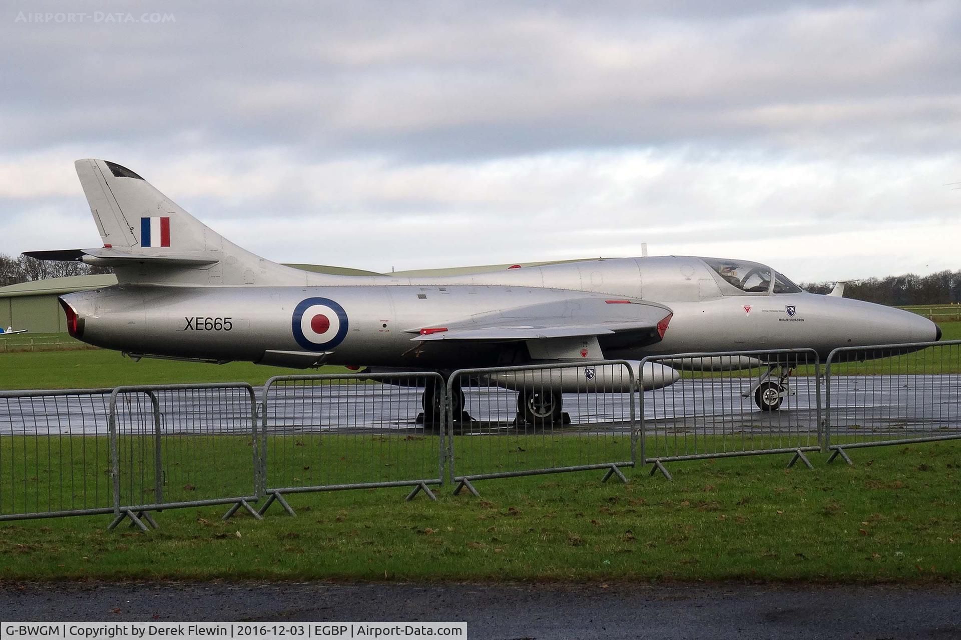G-BWGM, 1955 Hawker Hunter T.8C C/N HABL-003008, Hunter T.8C, Kemble Gloucestershire based, previously XE665, seen parked up.