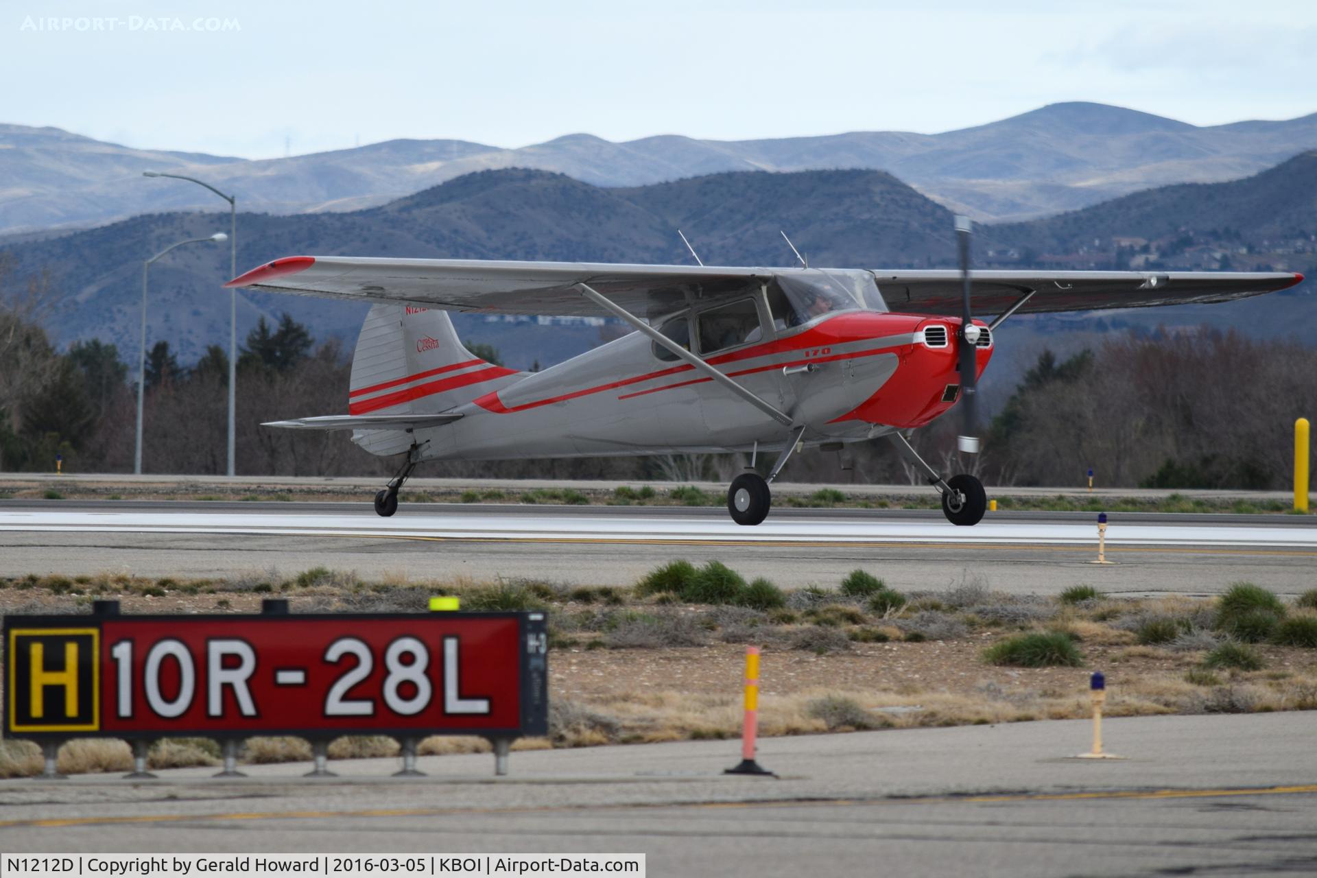 N1212D, 1950 Cessna 170A C/N 19766, Taxing off RWY 10R onto Taxiway Hotel.